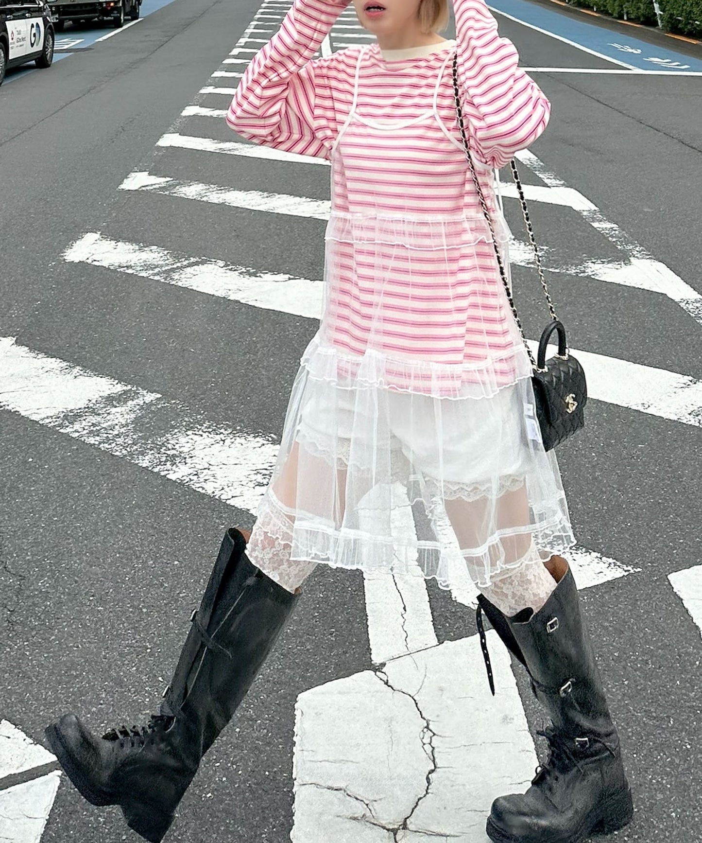 ボーダーBigロンT【ピンク】