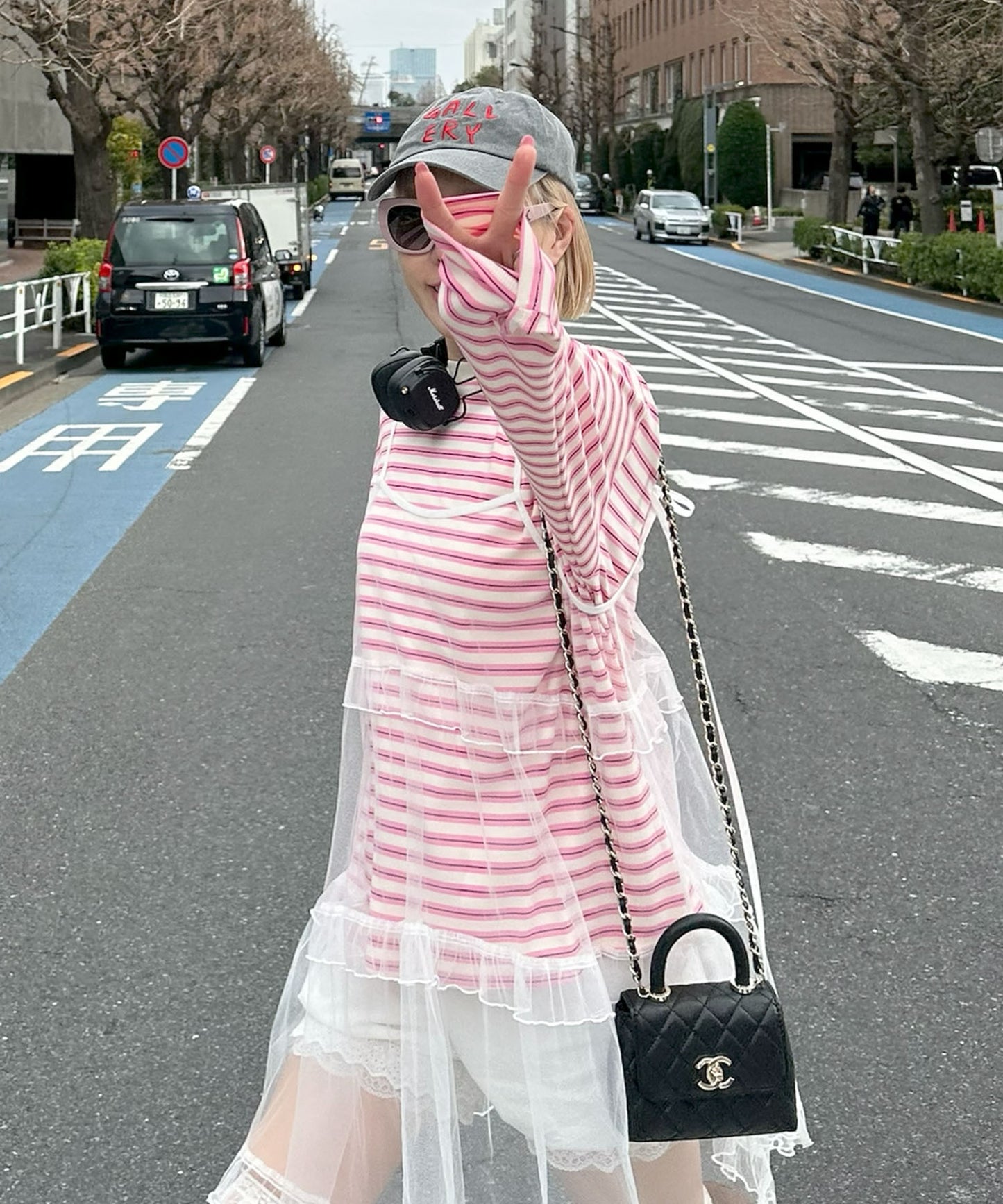 ボーダーBigロンT【ピンク】