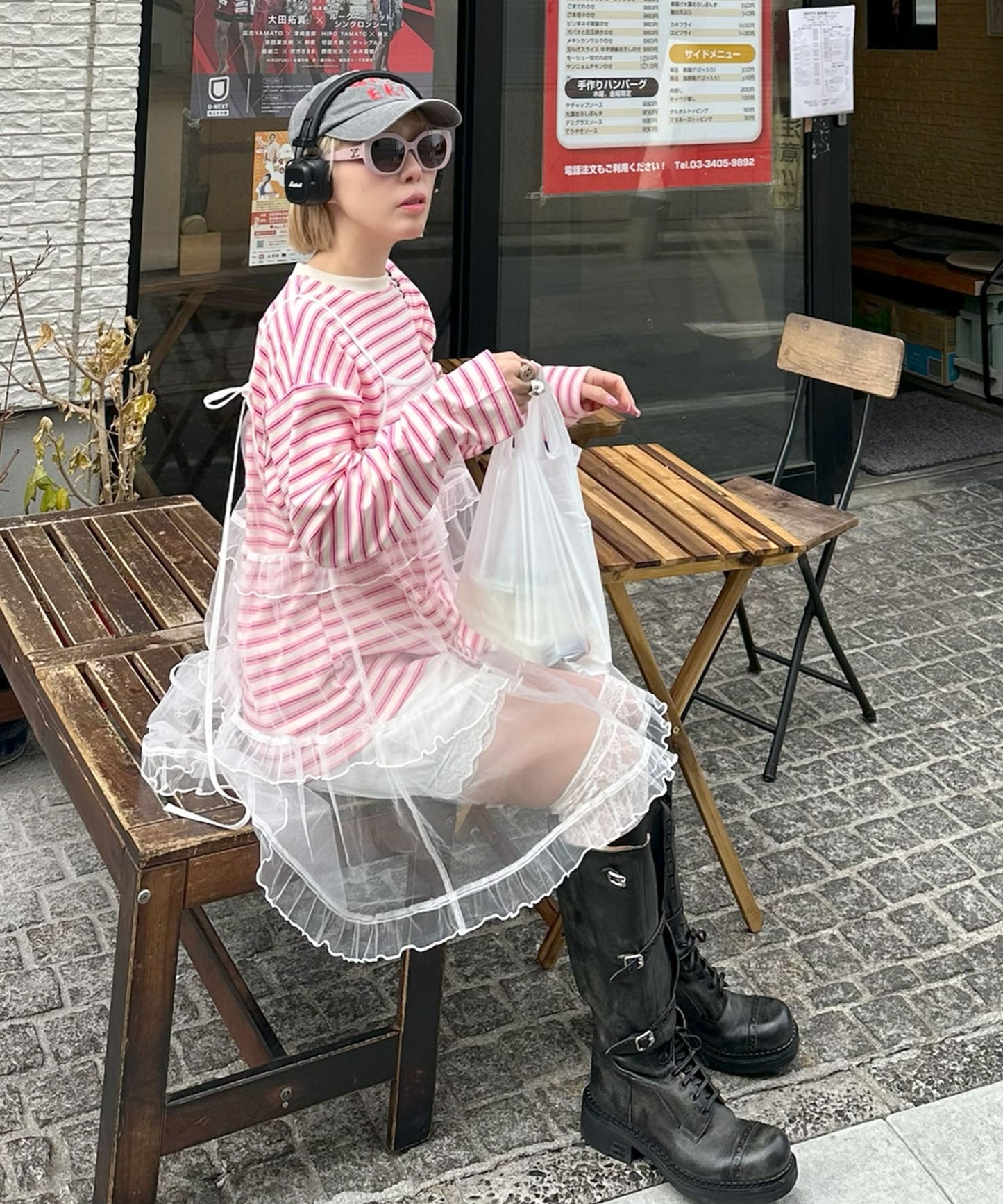 ボーダーBigロンT【ピンク】