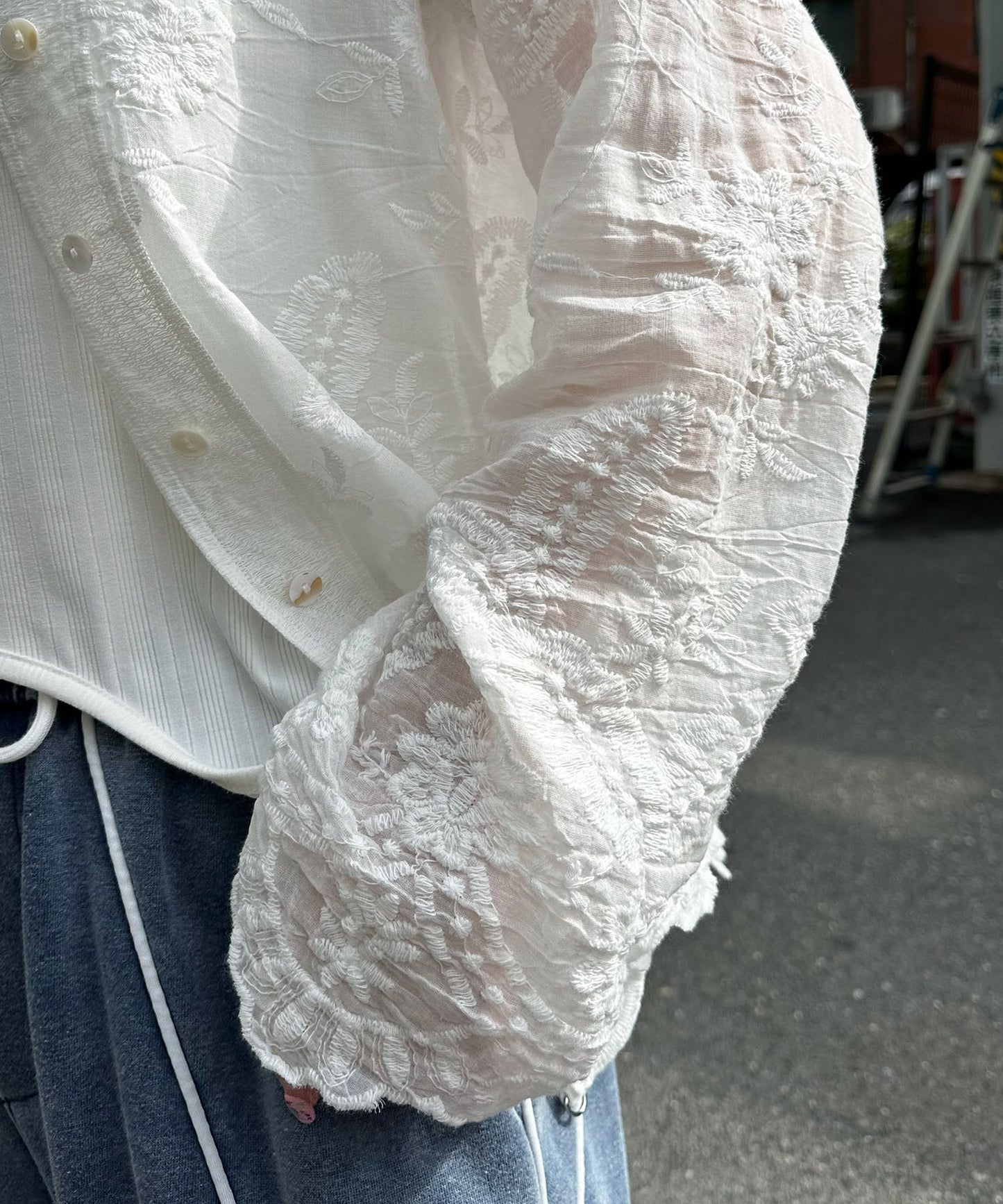 シアーフラワーBigシャツ【オフホワイト】