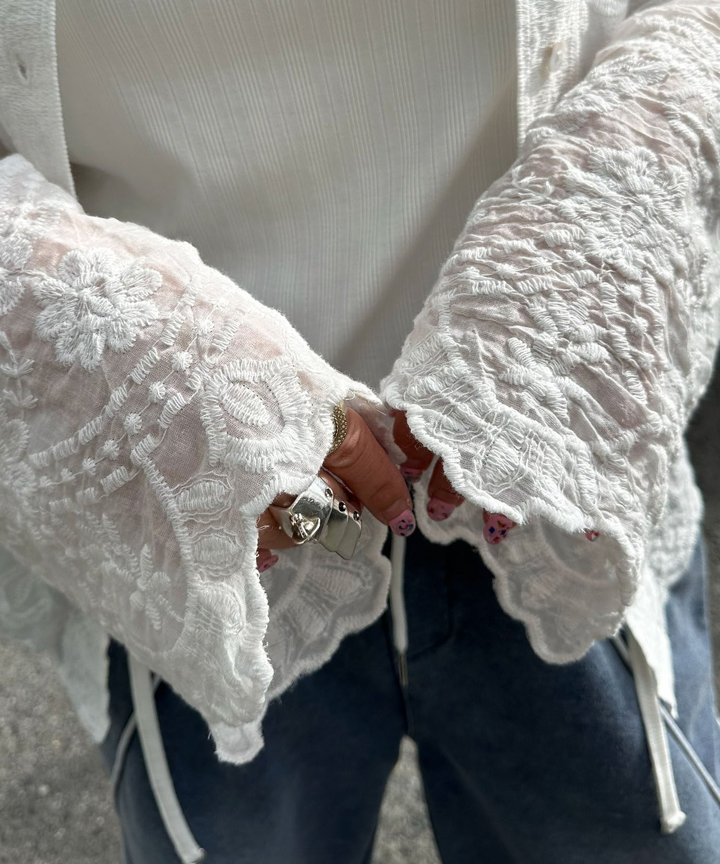 シアーフラワーBigシャツ【オフホワイト】