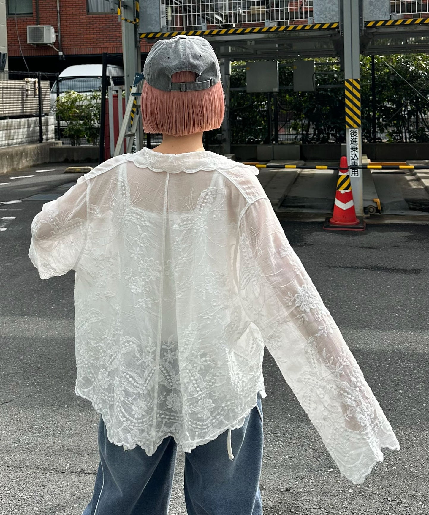 シアーフラワーBigシャツ【オフホワイト】