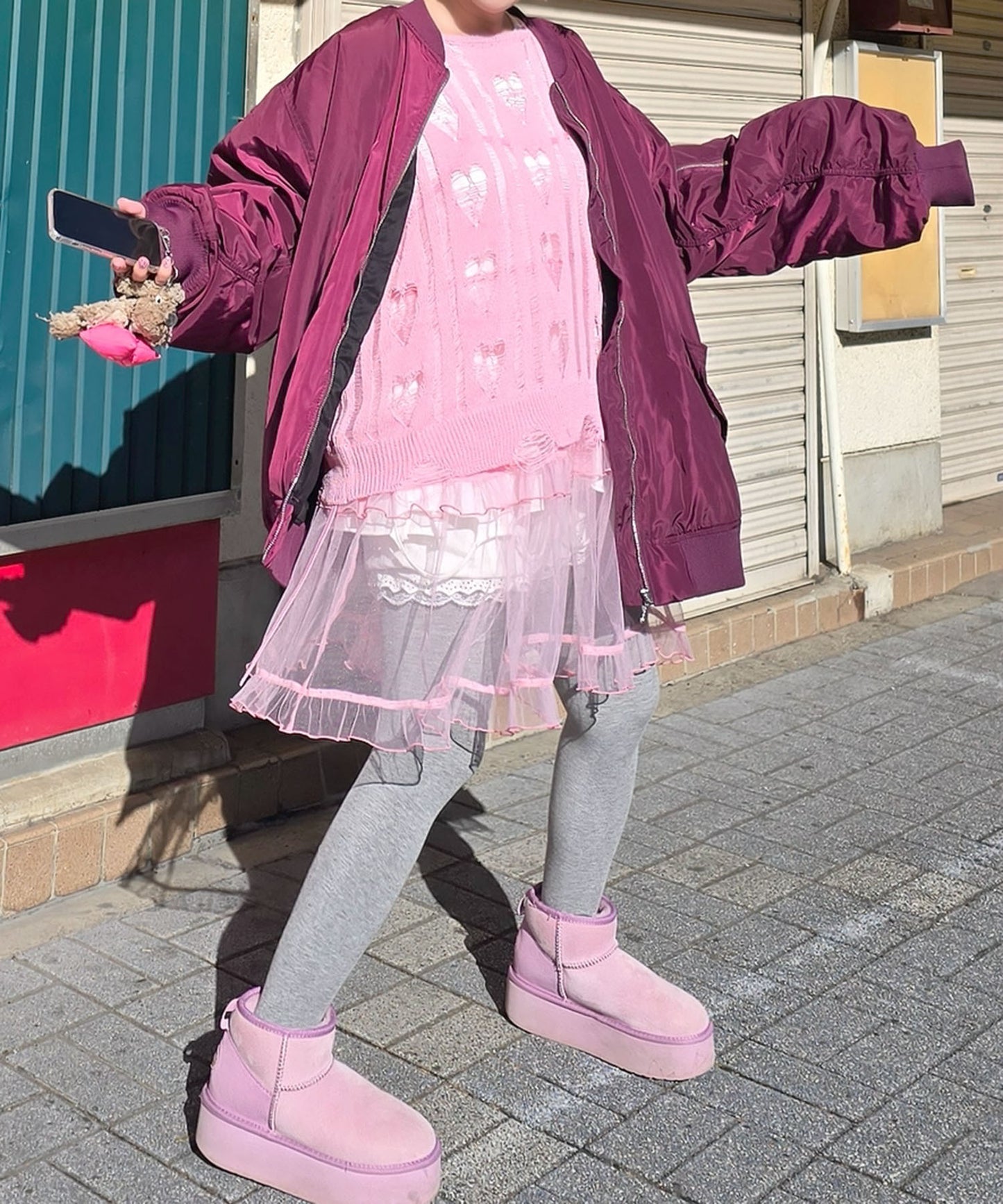 フリルティアードキャミワンピミニ【ピンク】