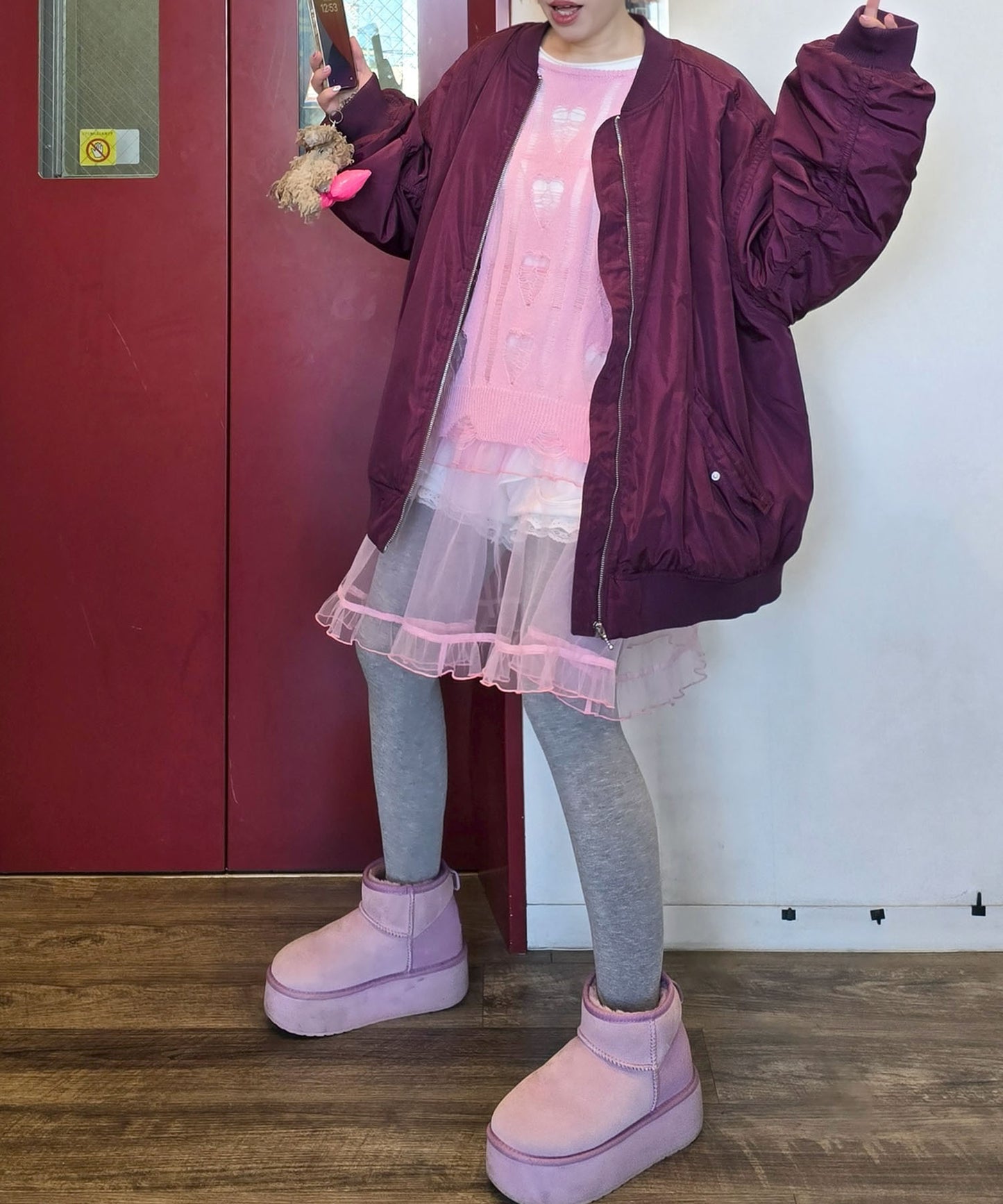 フリルティアードキャミワンピミニ【ピンク】