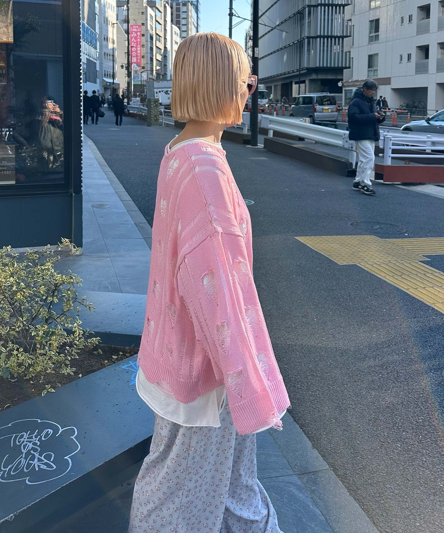 ハートダメージニットのnew【ピンク】