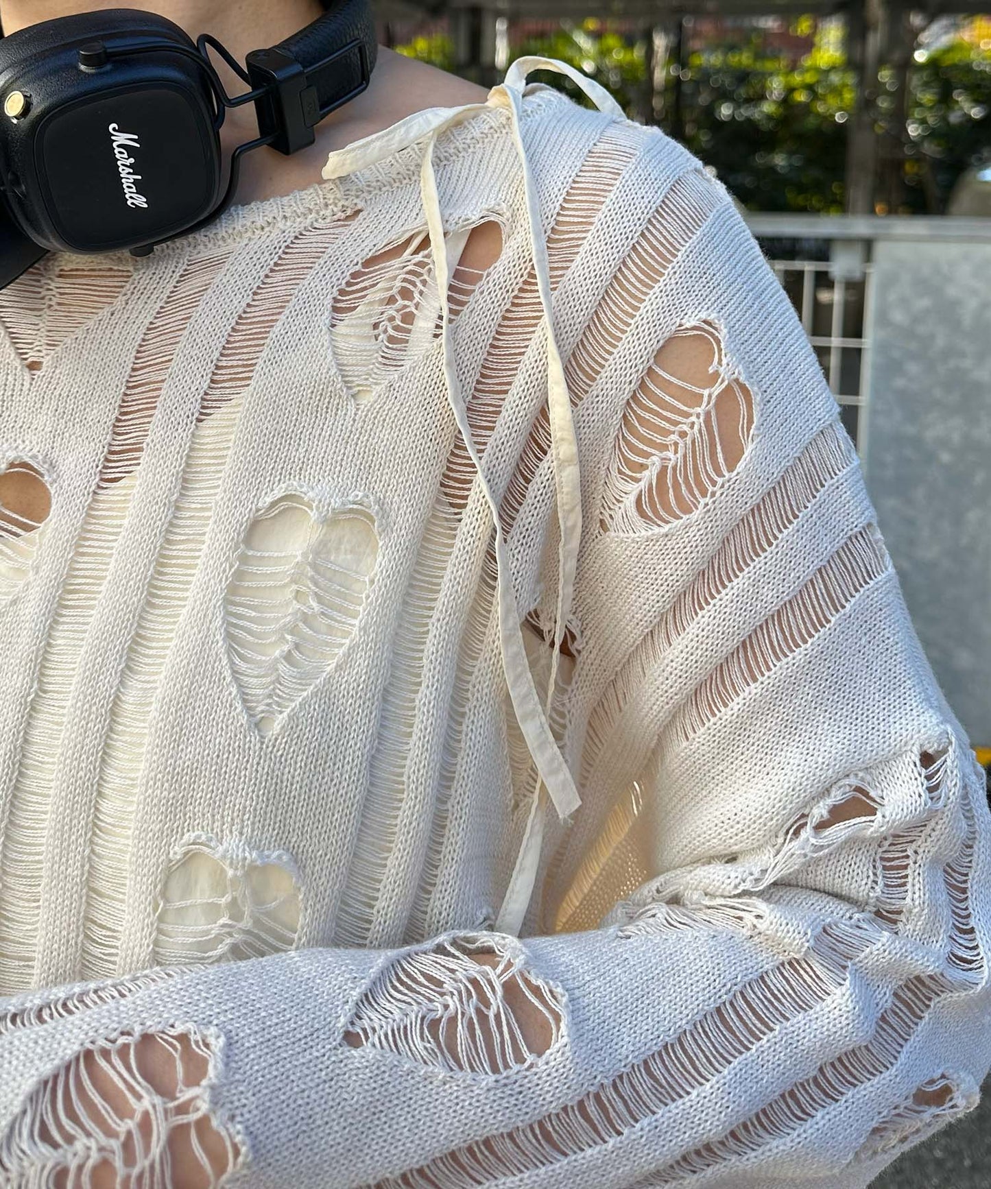 ハートダメージニットのnew【オフホワイト】