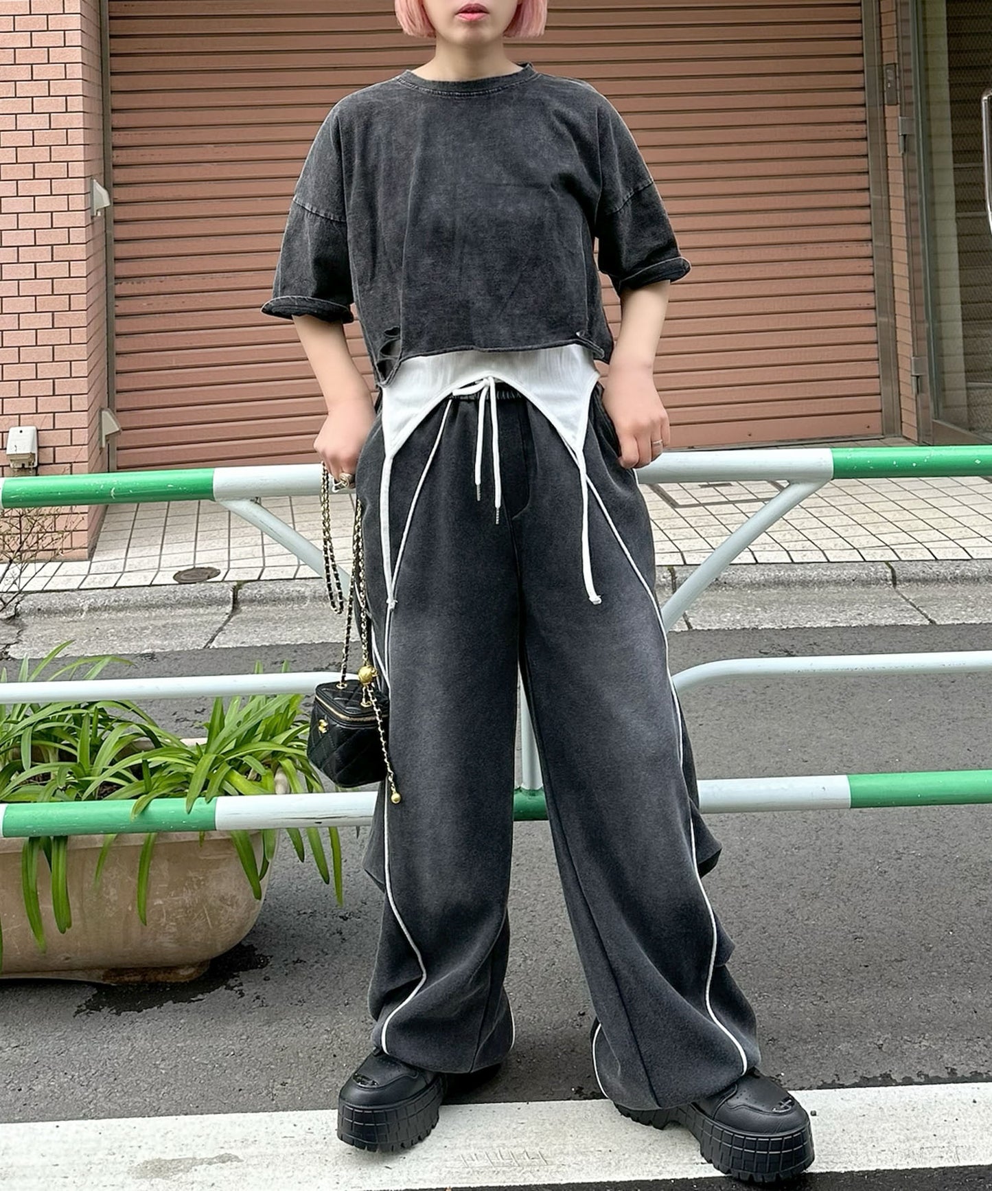 ひとくせウォッシュ加工BIG T【ブラック】