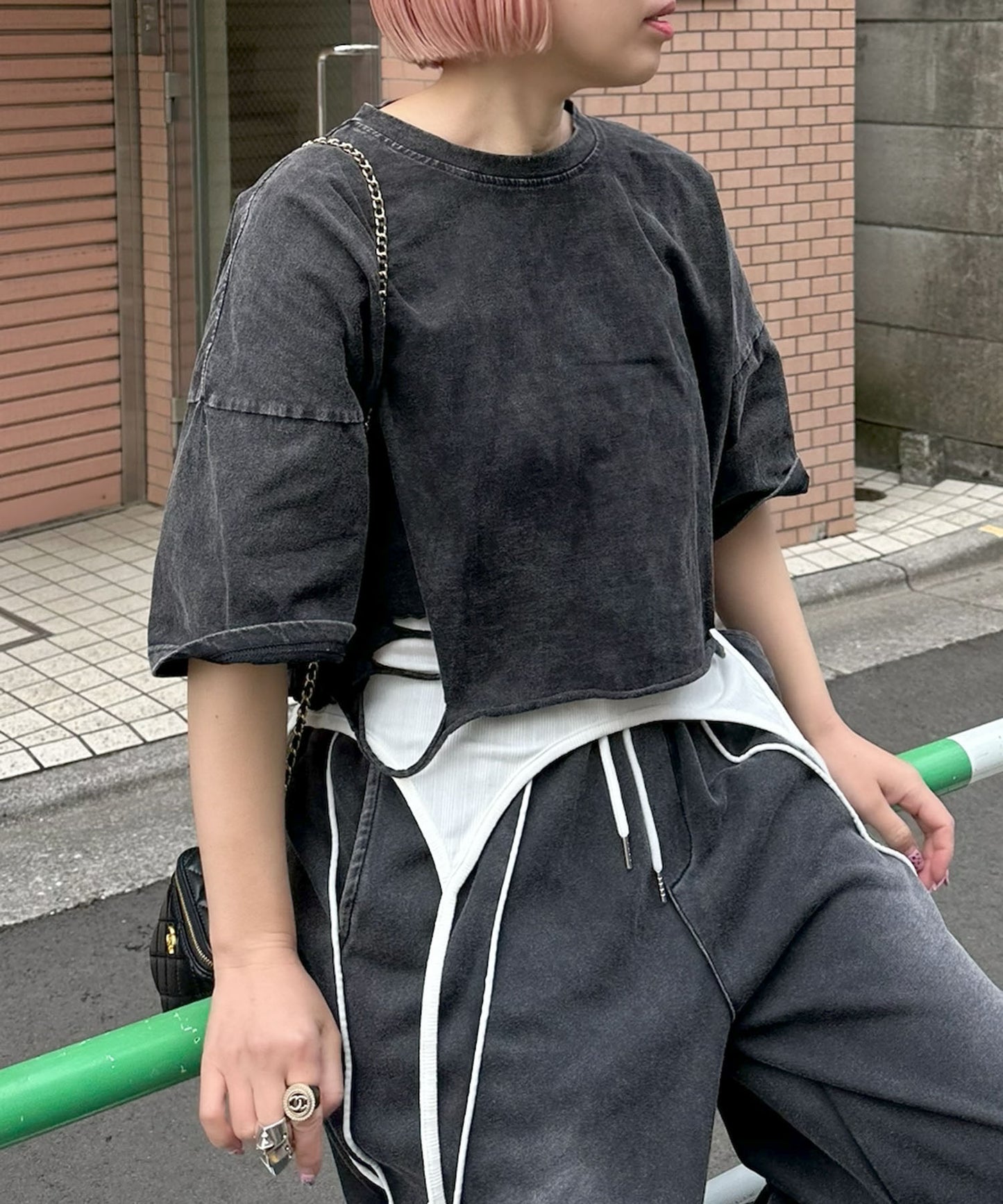 ひとくせウォッシュ加工BIG T【ブラック】