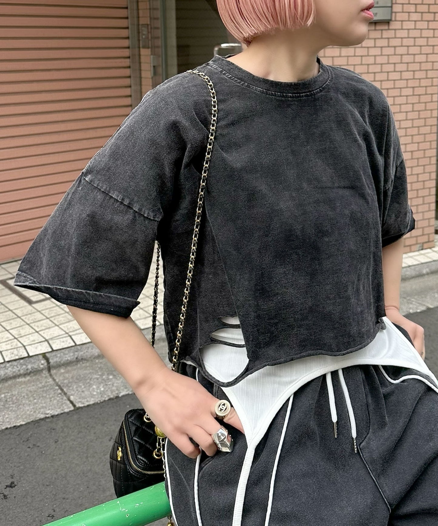 ひとくせウォッシュ加工BIG T【ブラック】