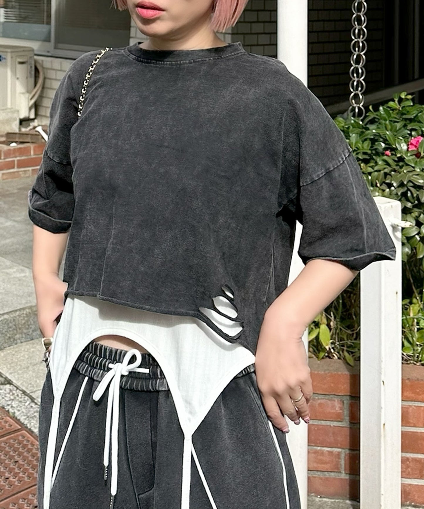 ひとくせウォッシュ加工BIG T【ブラック】