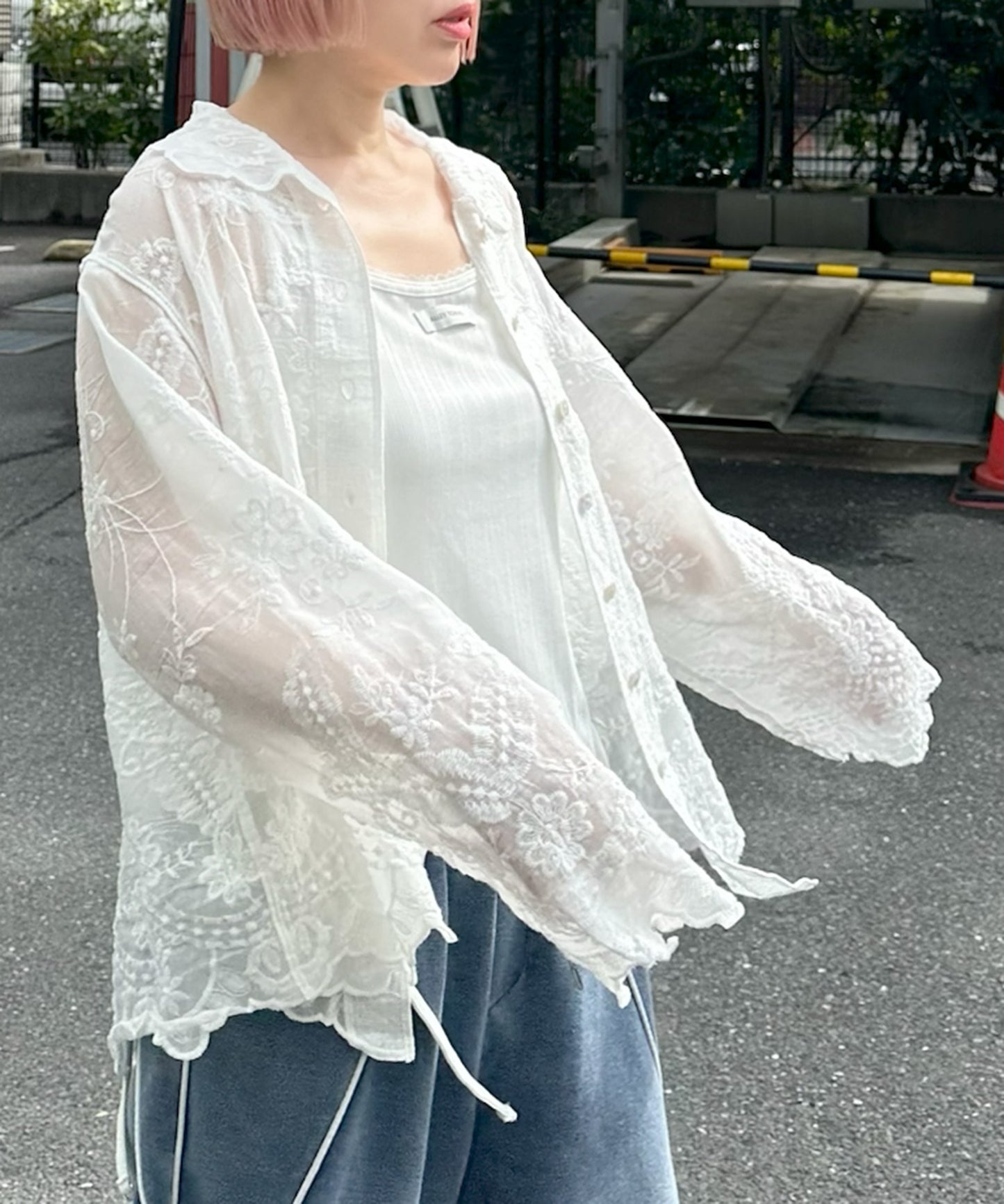 シアーフラワーBigシャツ【オフホワイト】