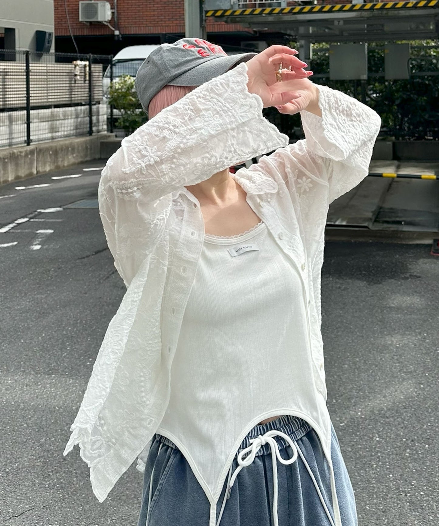 シアーフラワーBigシャツ【オフホワイト】