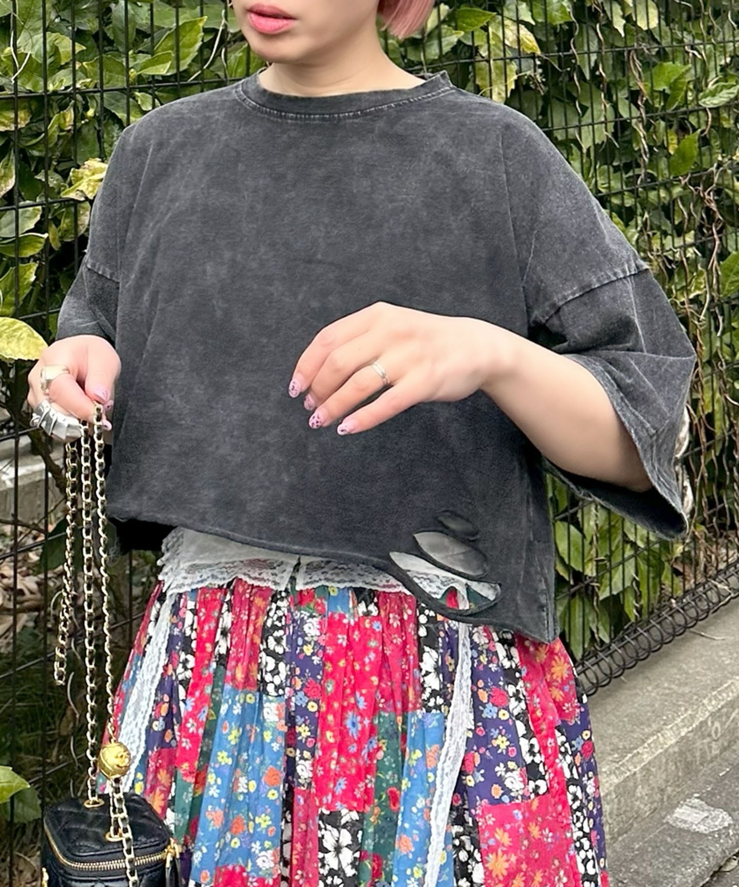 ひとくせウォッシュ加工BIG T【ブラック】