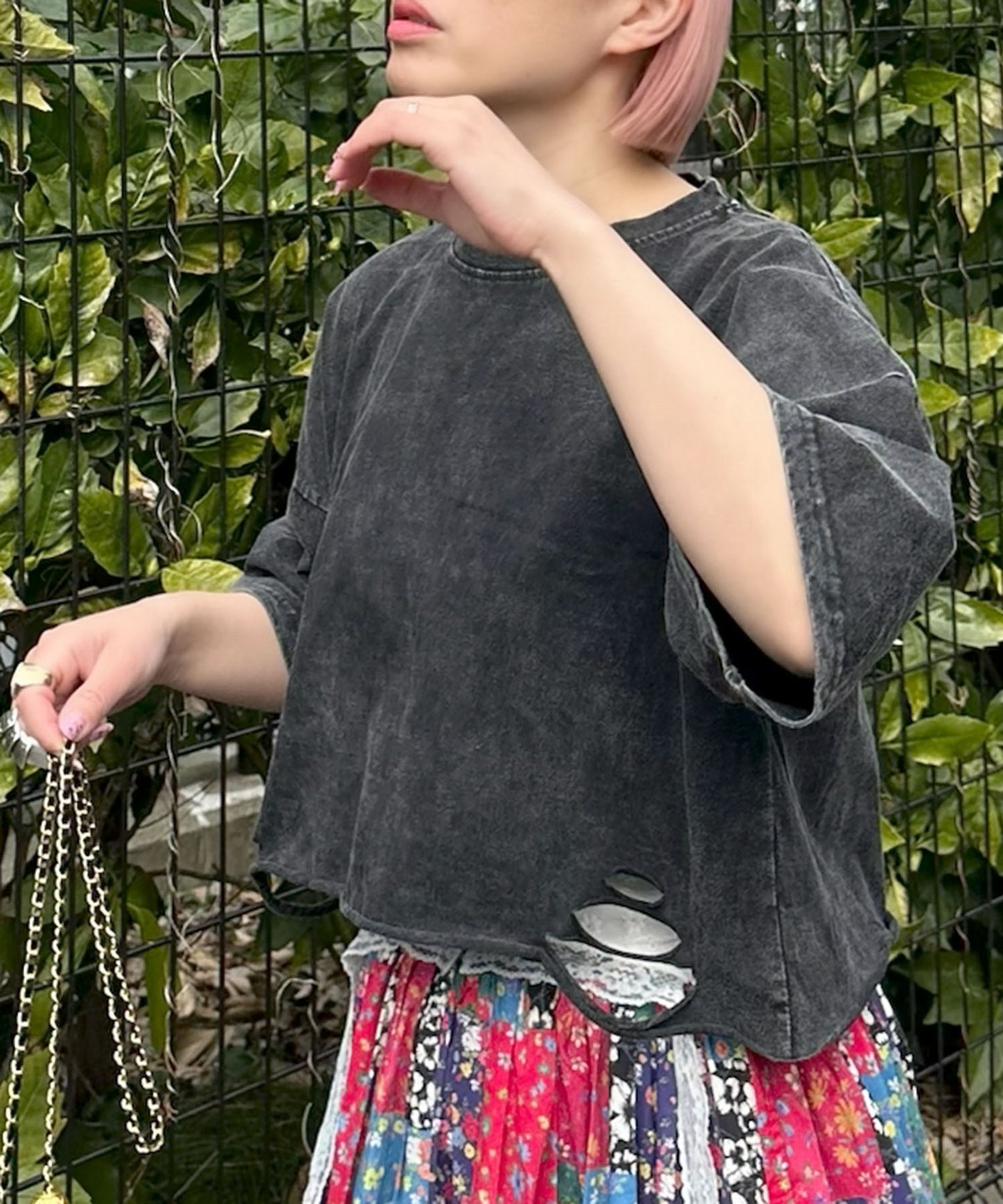 ひとくせウォッシュ加工BIG T【ブラック】