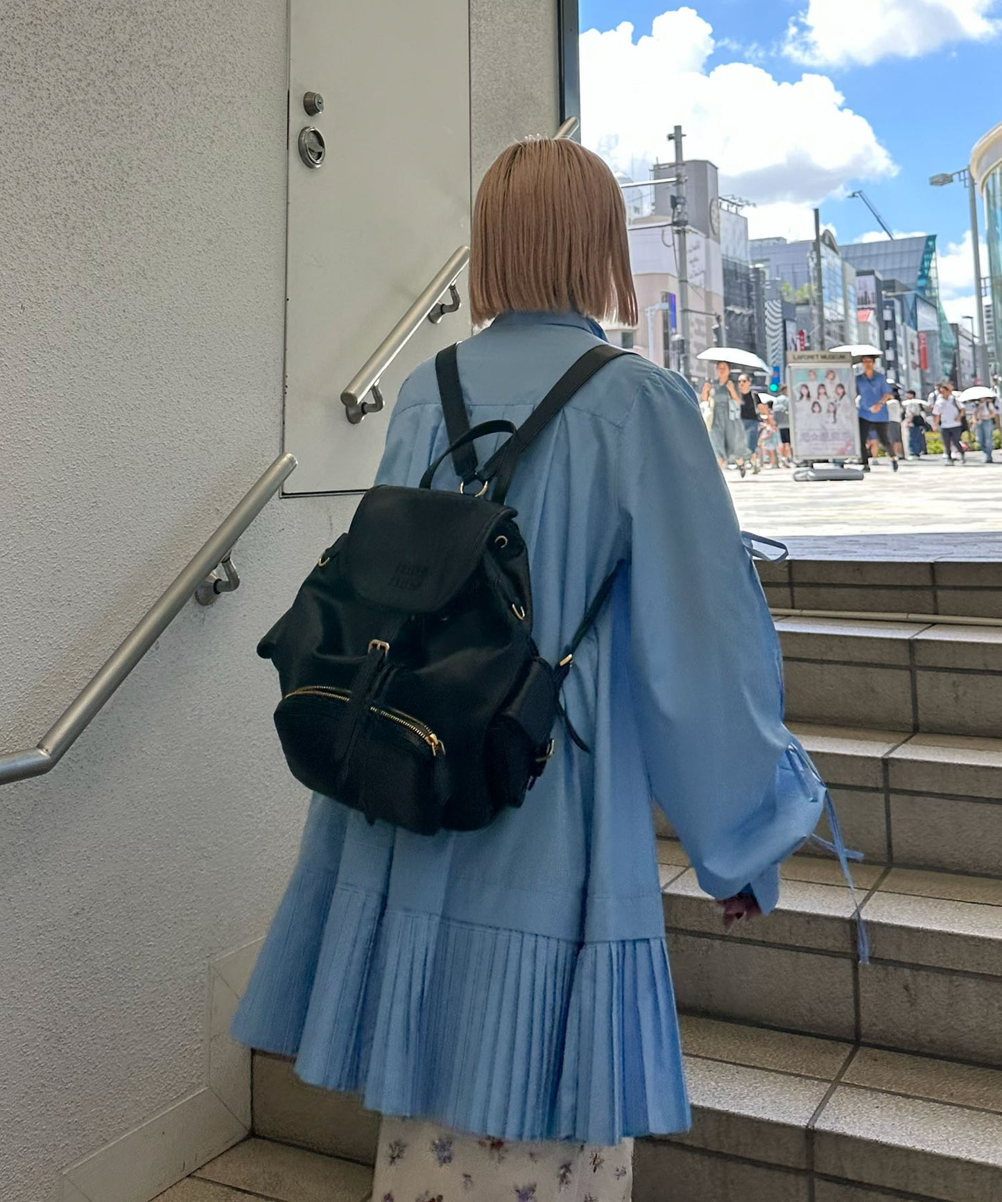 プリーツミニボウタイワンピ【ライトブルー】