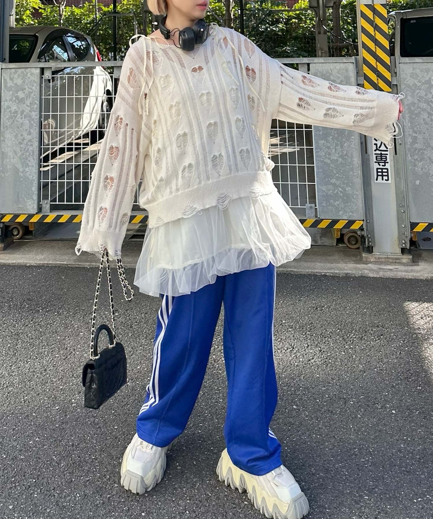 ハートダメージニットのnew【オフホワイト】