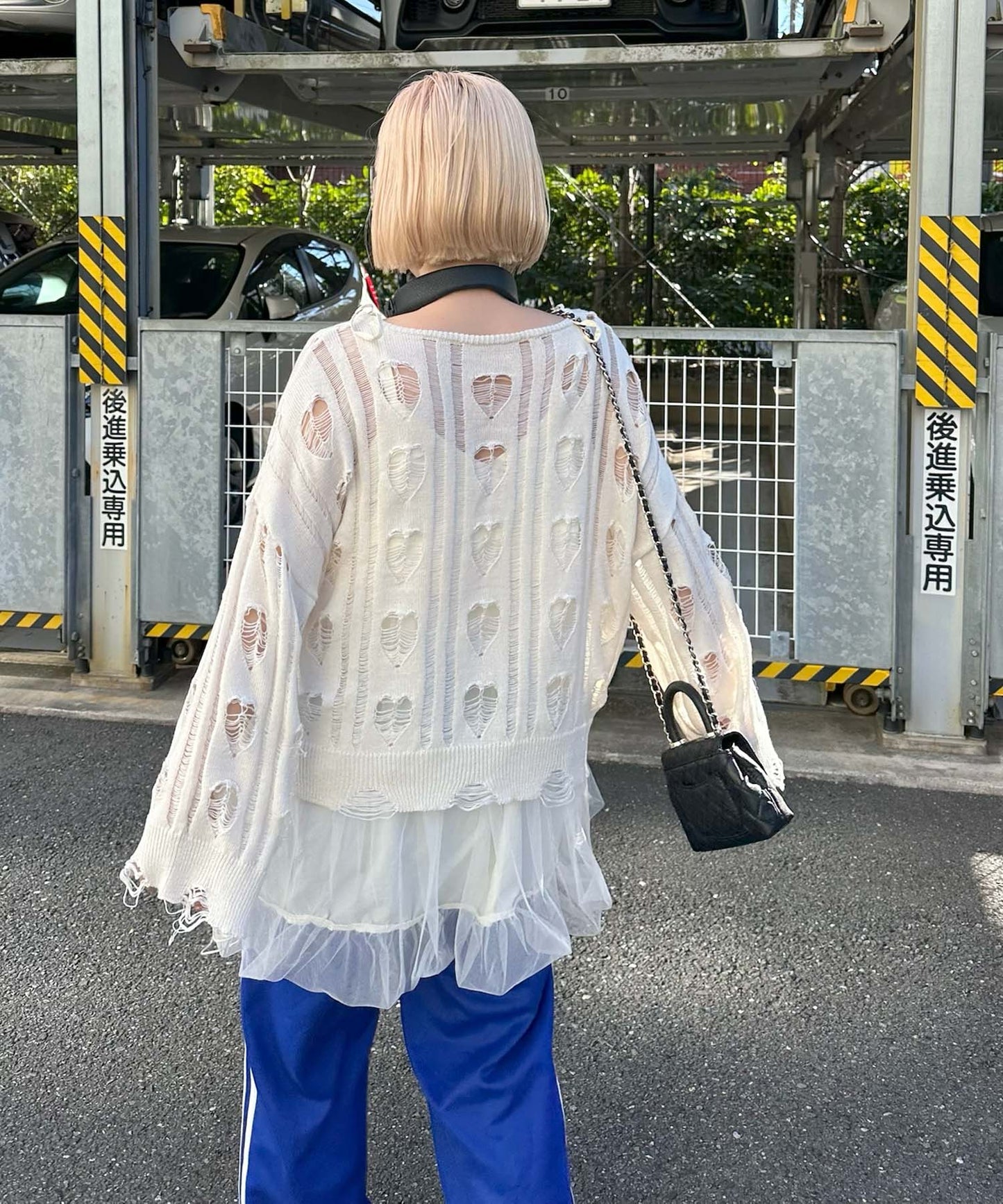 ハートダメージニットのnew【オフホワイト】