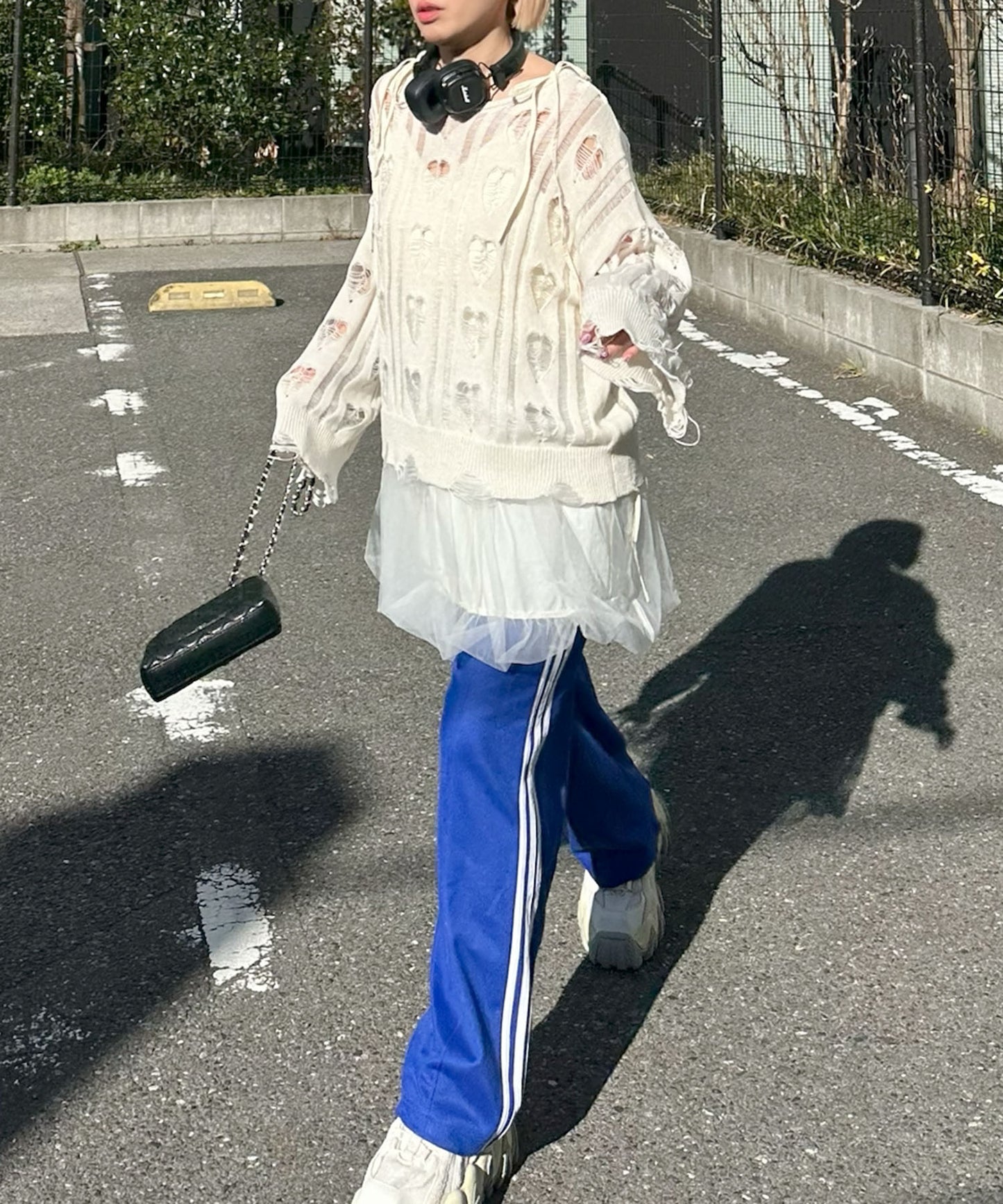 ハートダメージニットのnew【オフホワイト】