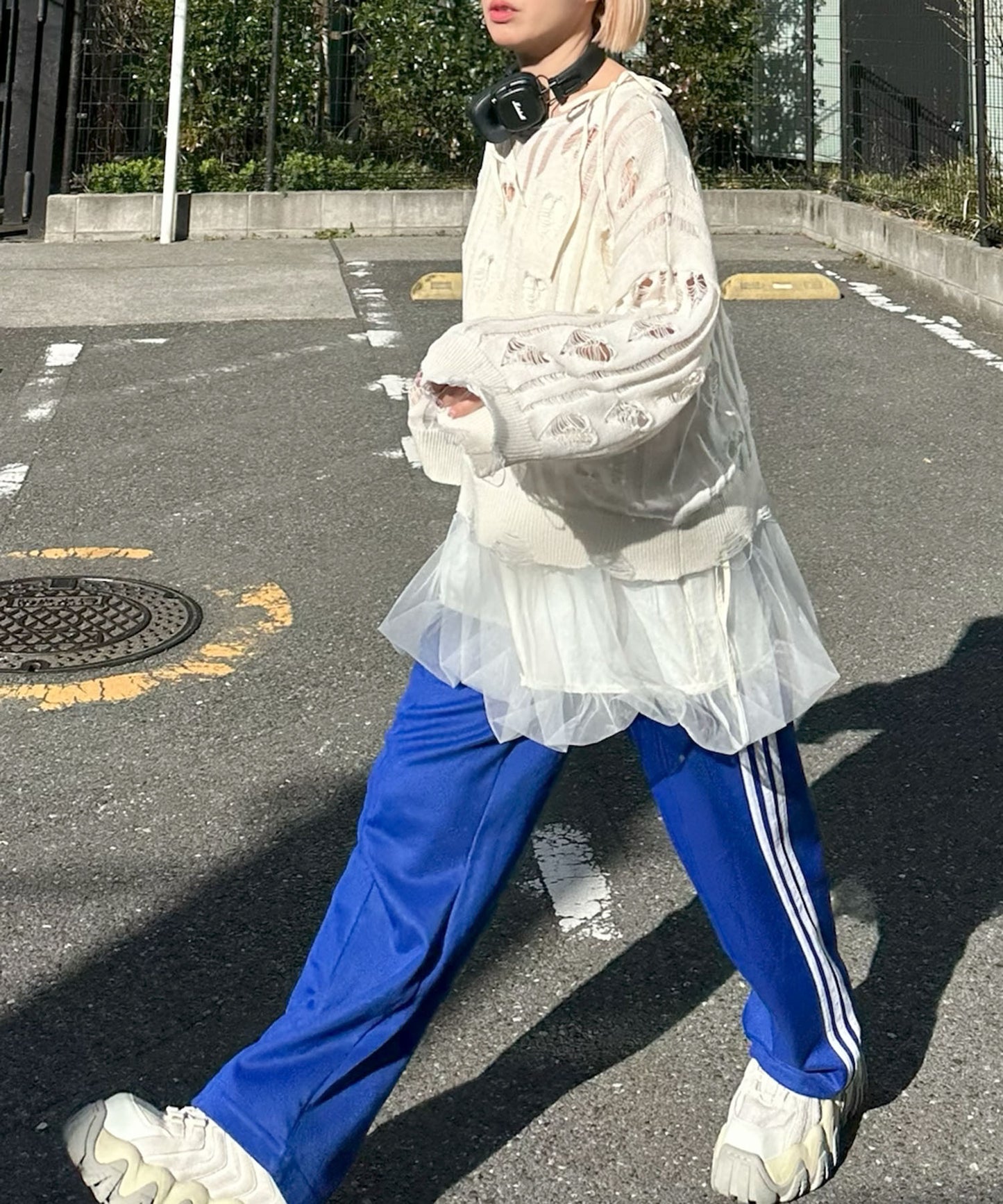 ハートダメージニットのnew【オフホワイト】