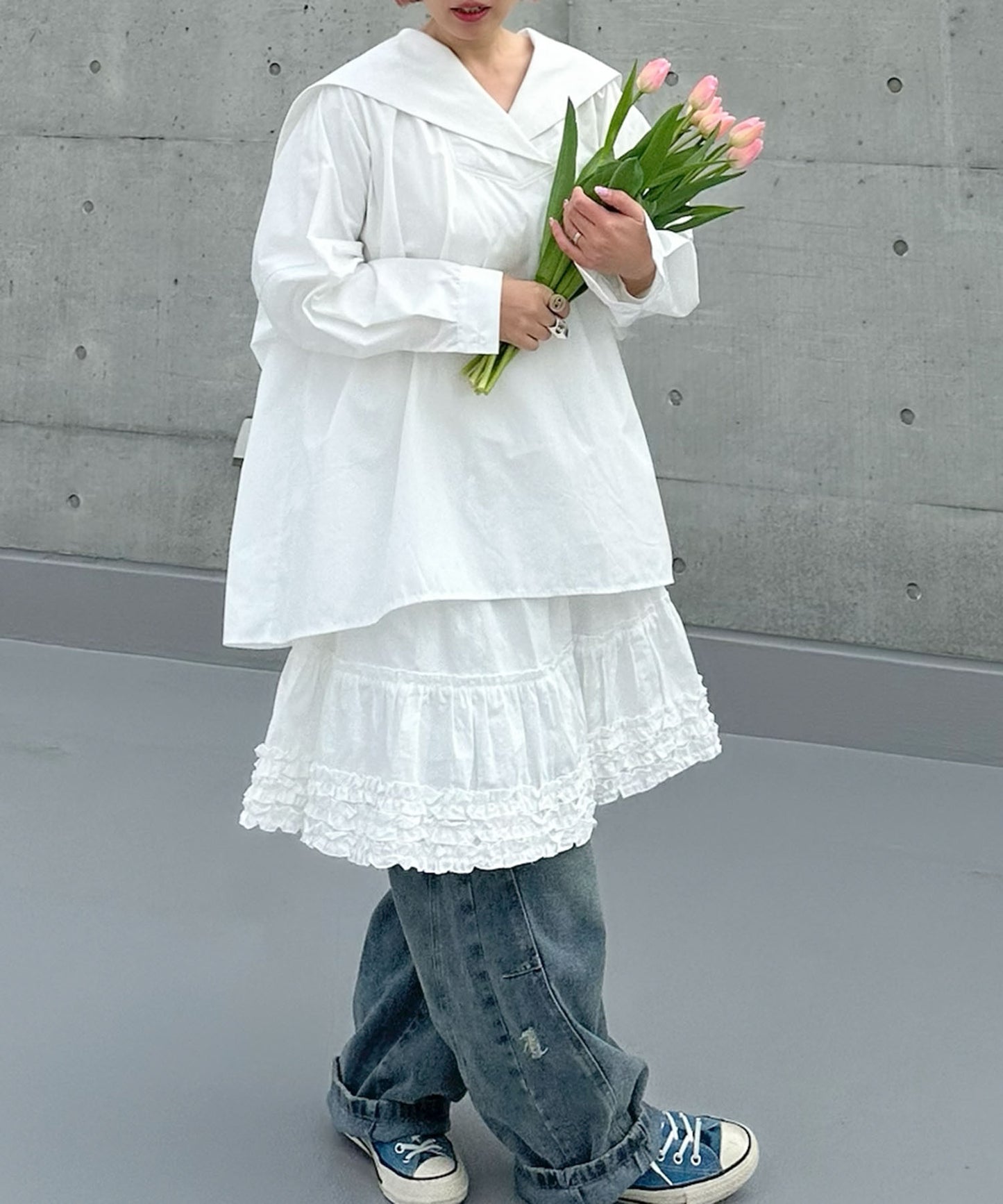 【リバイバル】メッセージセーラーシャツ【オフホワイト】