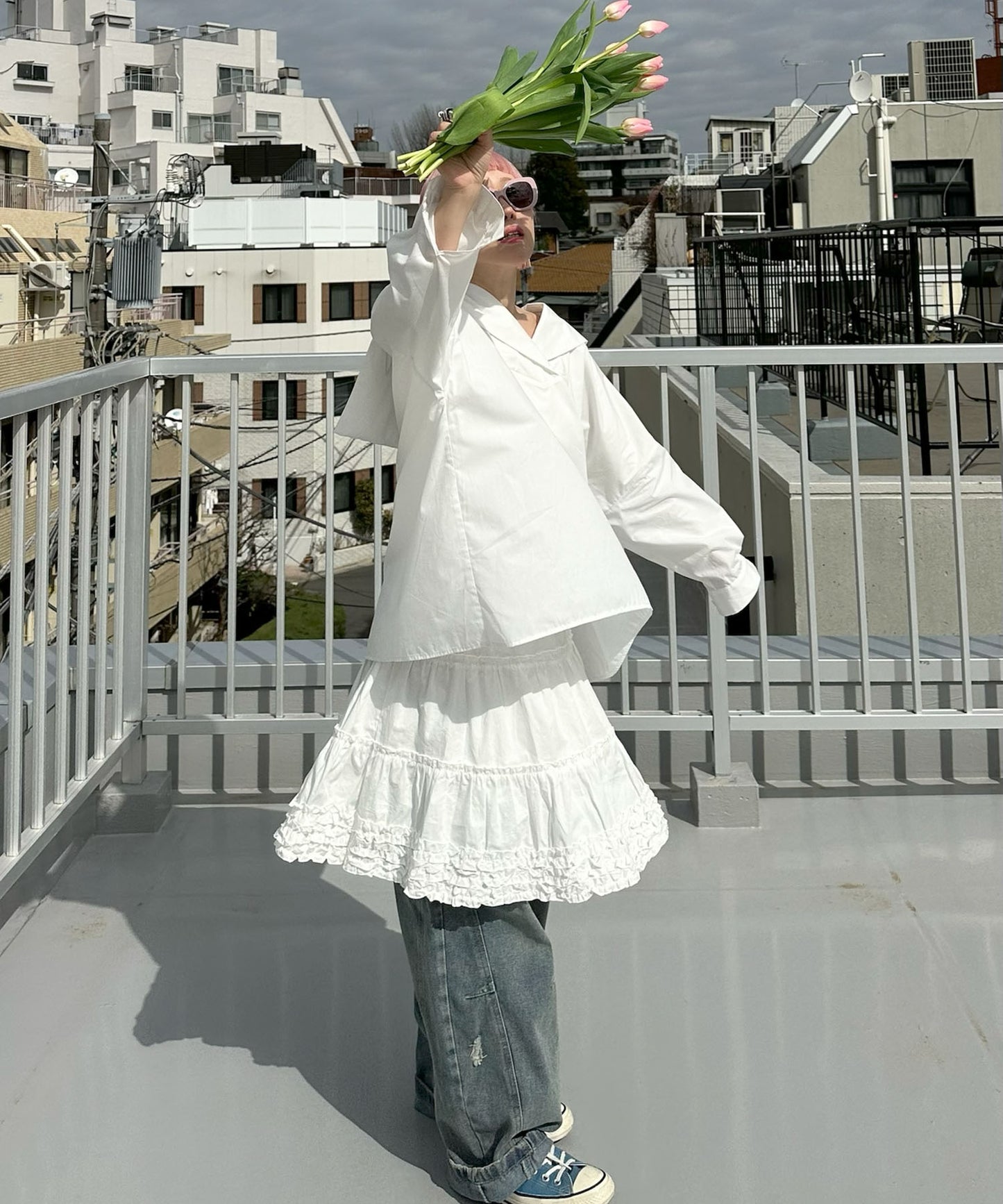 裾フリフリコットンスカート【オフホワイト】