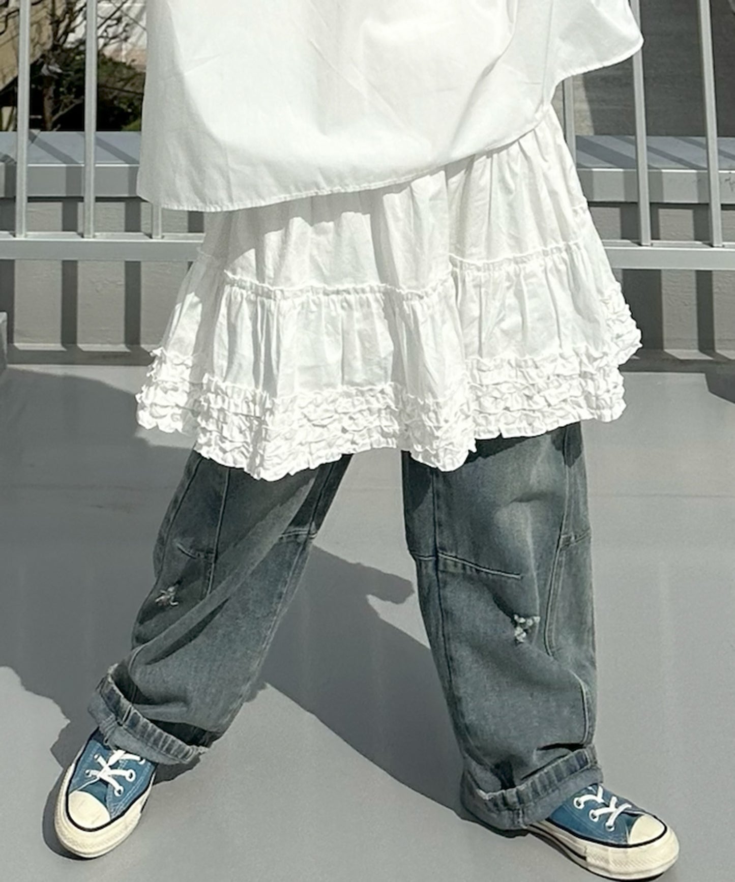 裾フリフリコットンスカート【オフホワイト】