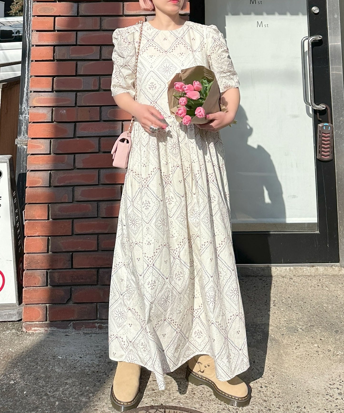 古着っぽワンピ【ホワイト系】