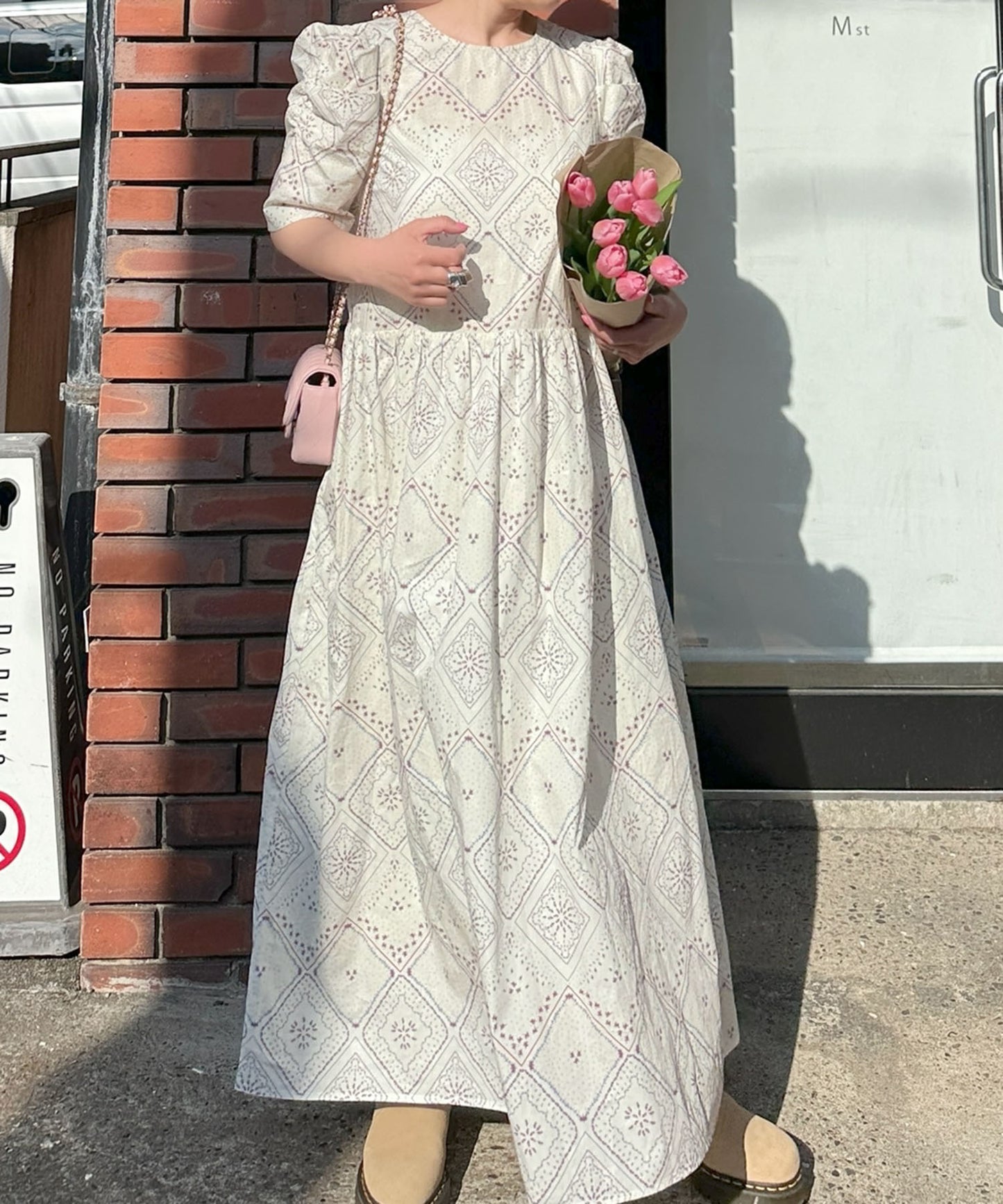 古着っぽワンピ【ホワイト系】