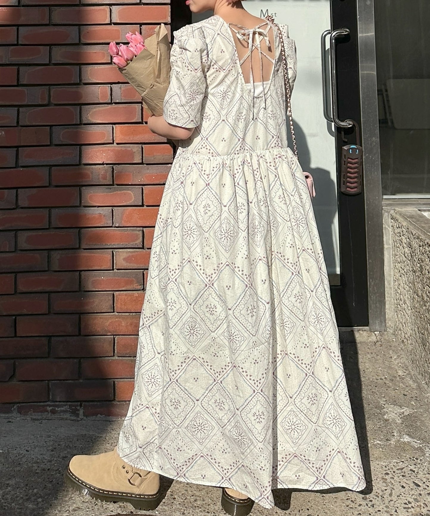 古着っぽワンピ【ホワイト系】