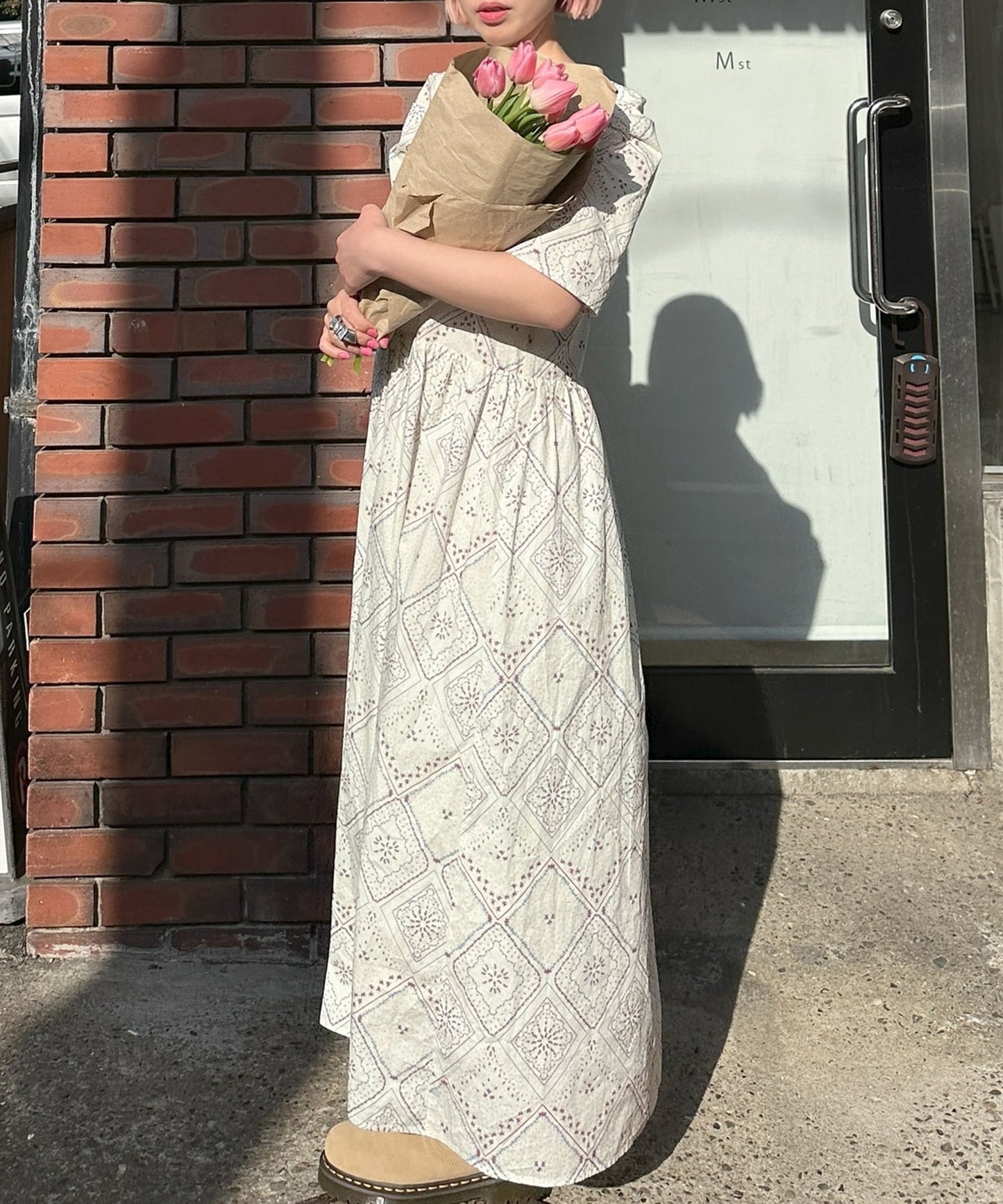 古着っぽワンピ【ホワイト系】