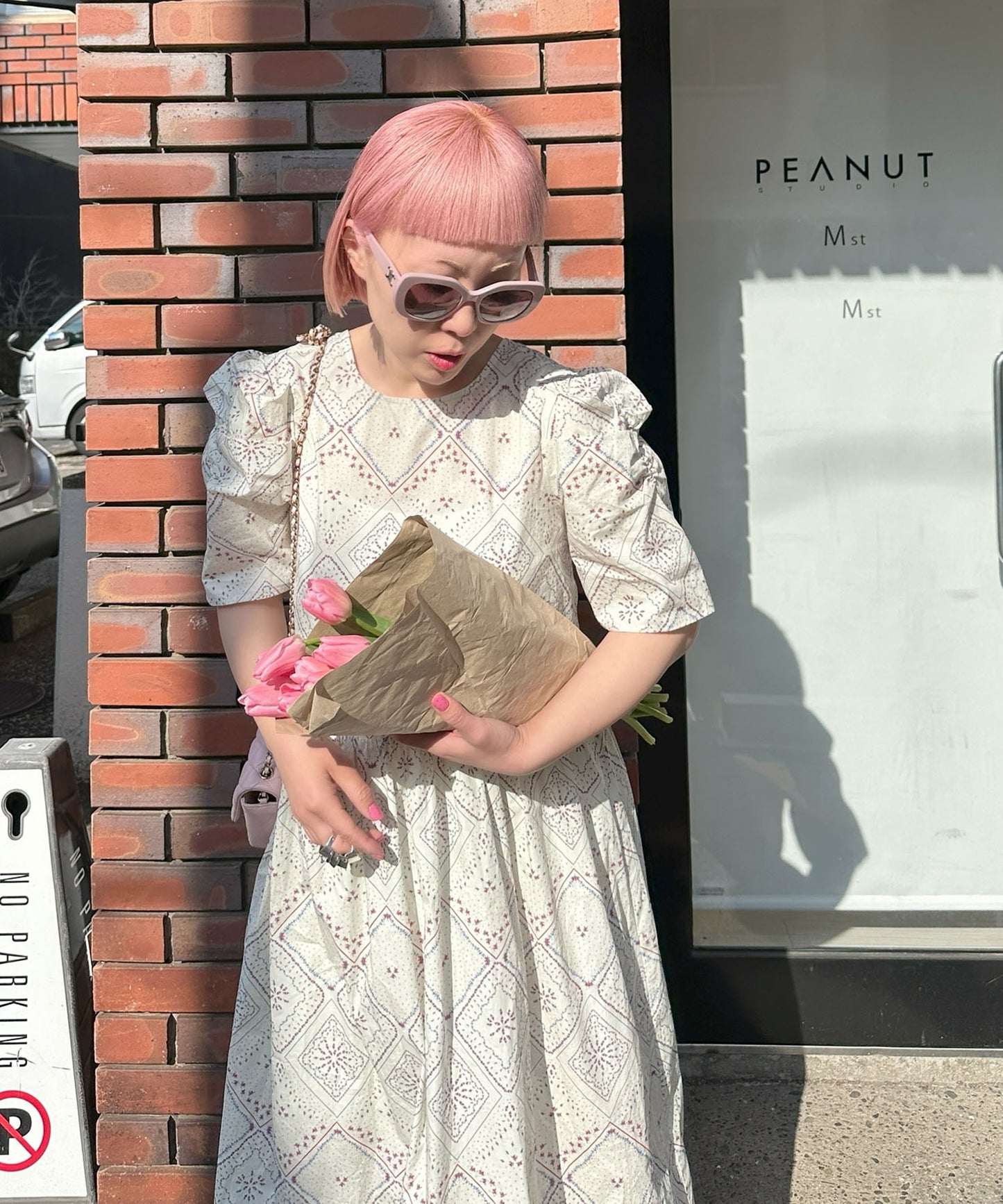 古着っぽワンピ【ホワイト系】