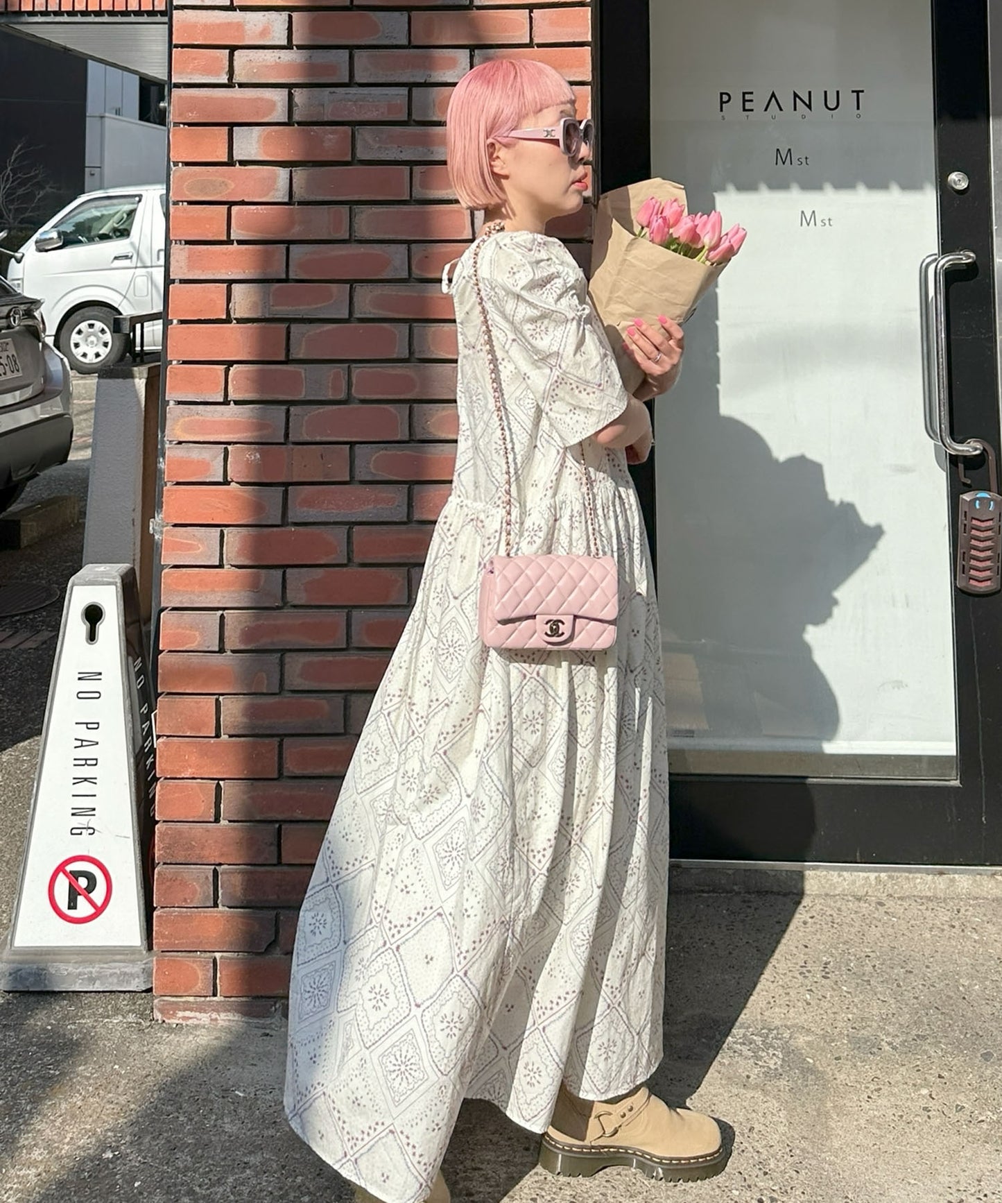 古着っぽワンピ【ホワイト系】