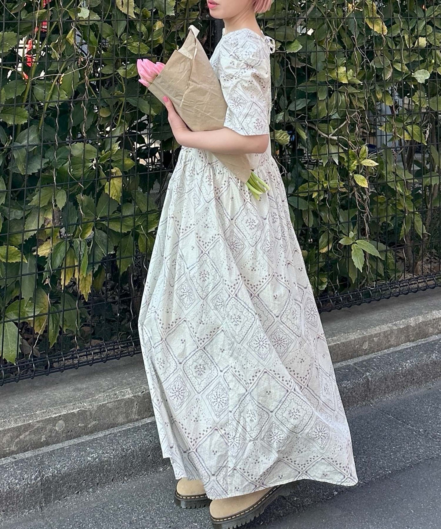 古着っぽワンピ【ホワイト系】