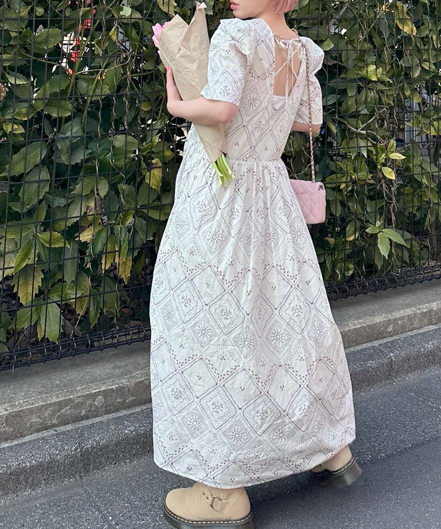 古着っぽワンピ【ホワイト系】