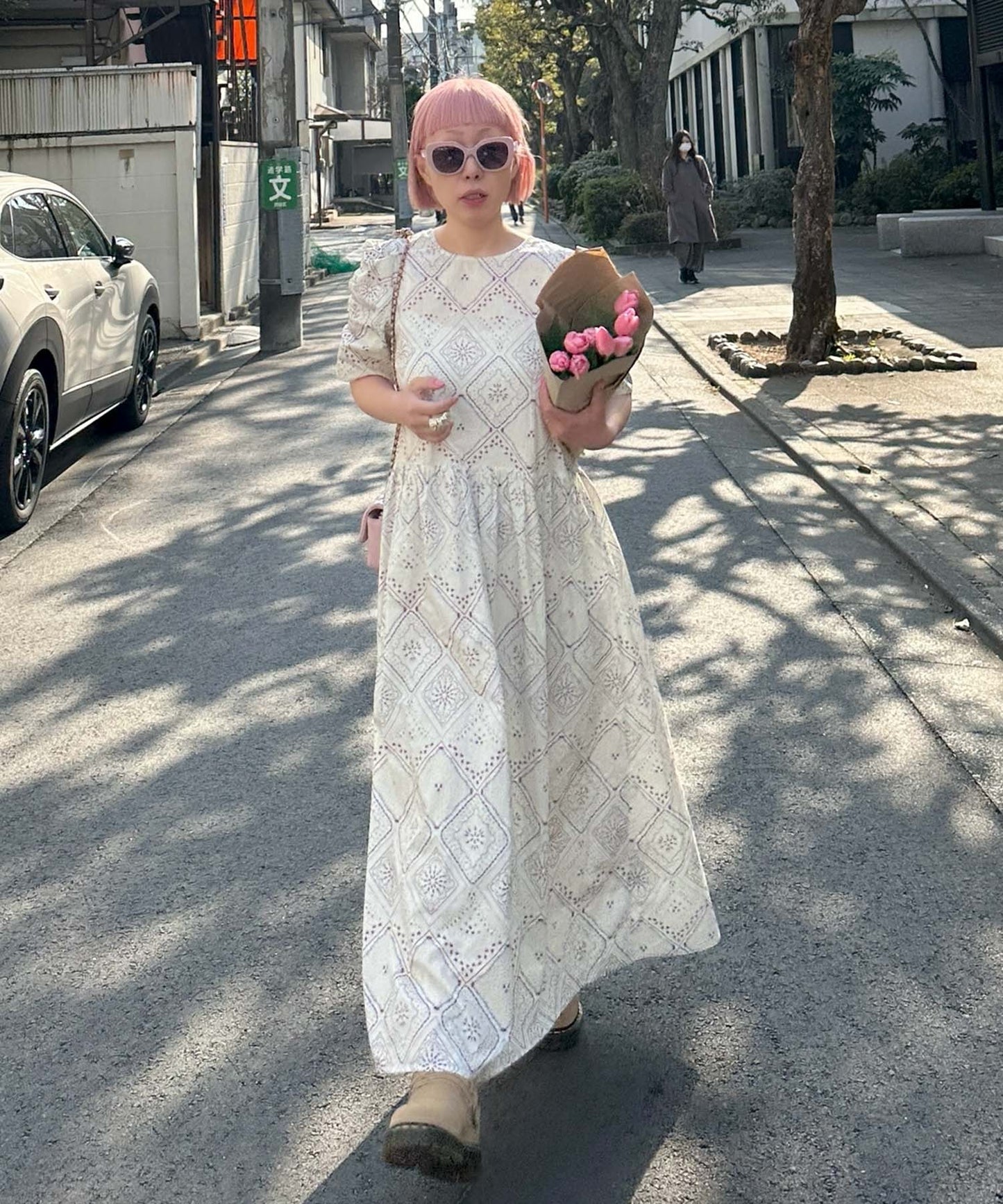 古着っぽワンピ【ホワイト系】