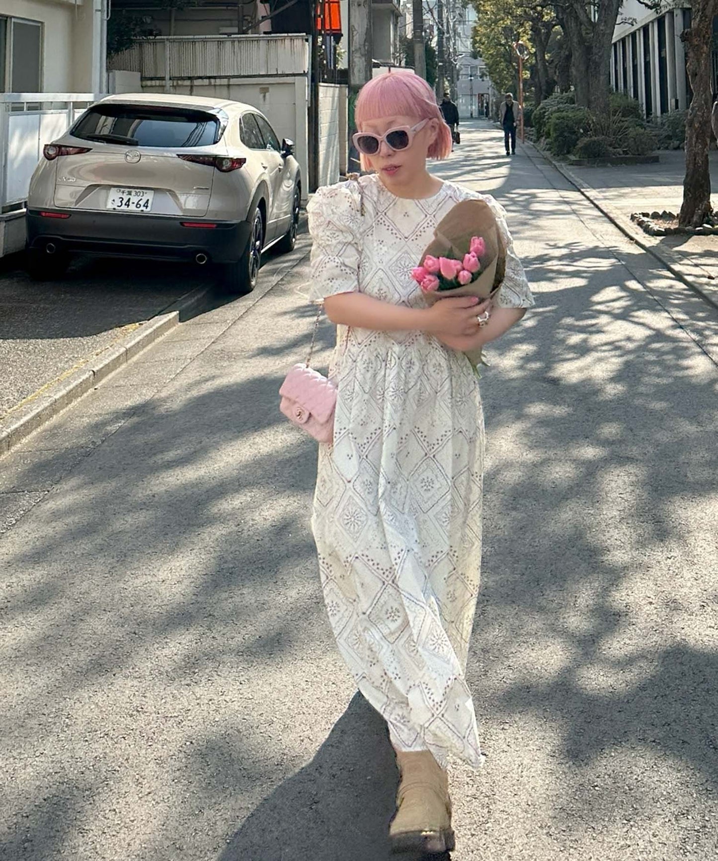 古着っぽワンピ【ホワイト系】