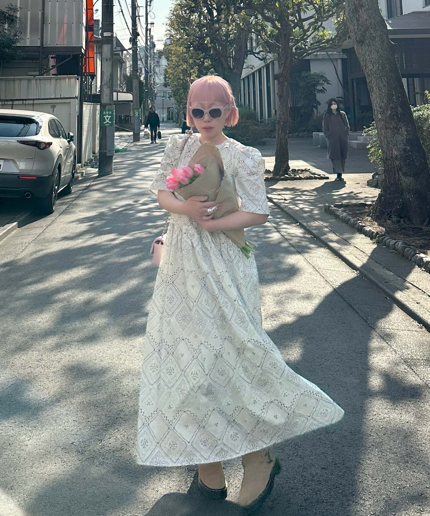 古着っぽワンピ【ホワイト系】