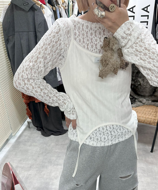 レーストップスとピロンキャミのセット【オフホワイト】