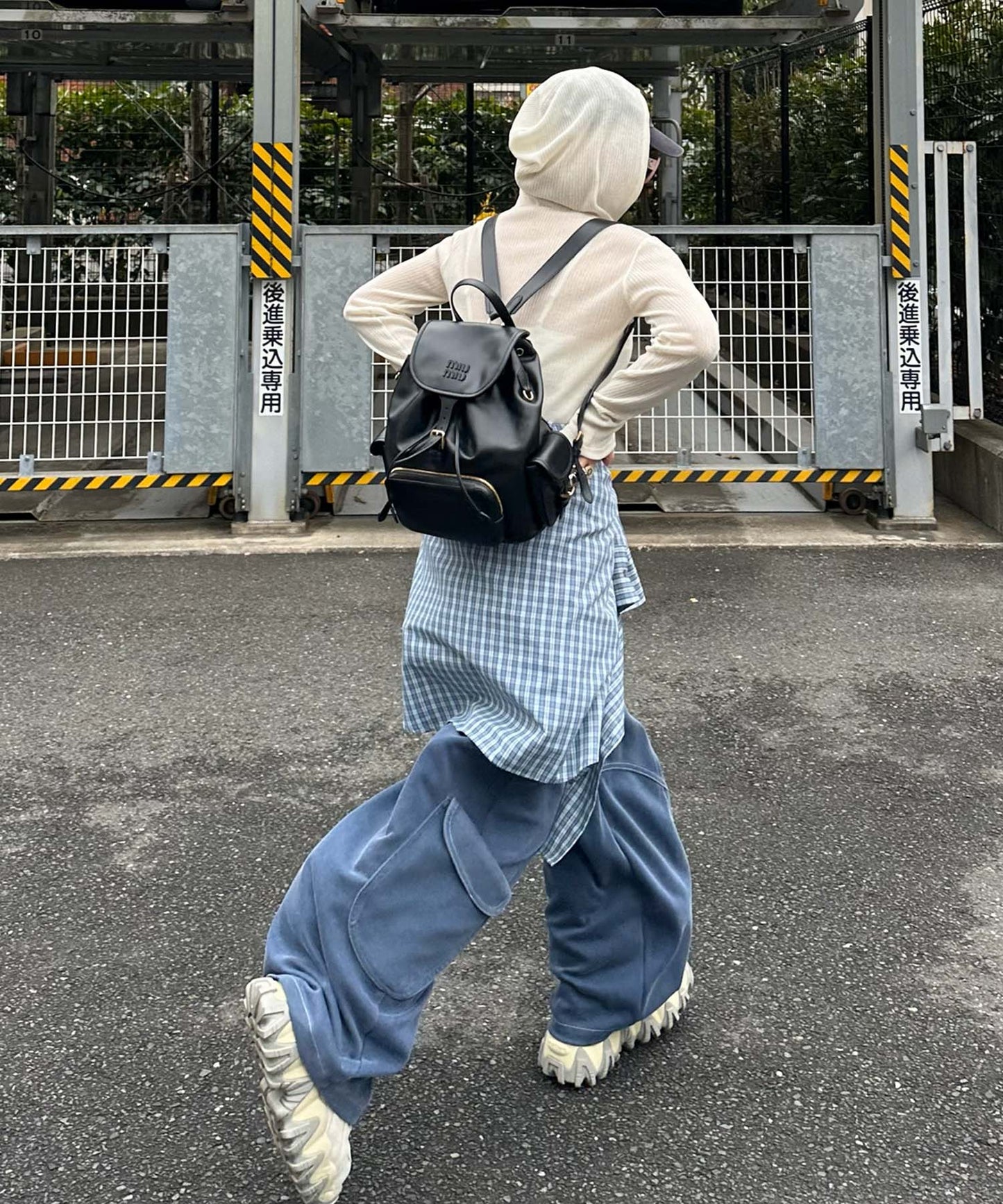 フード付シアーニットトップス【オフホワイト】