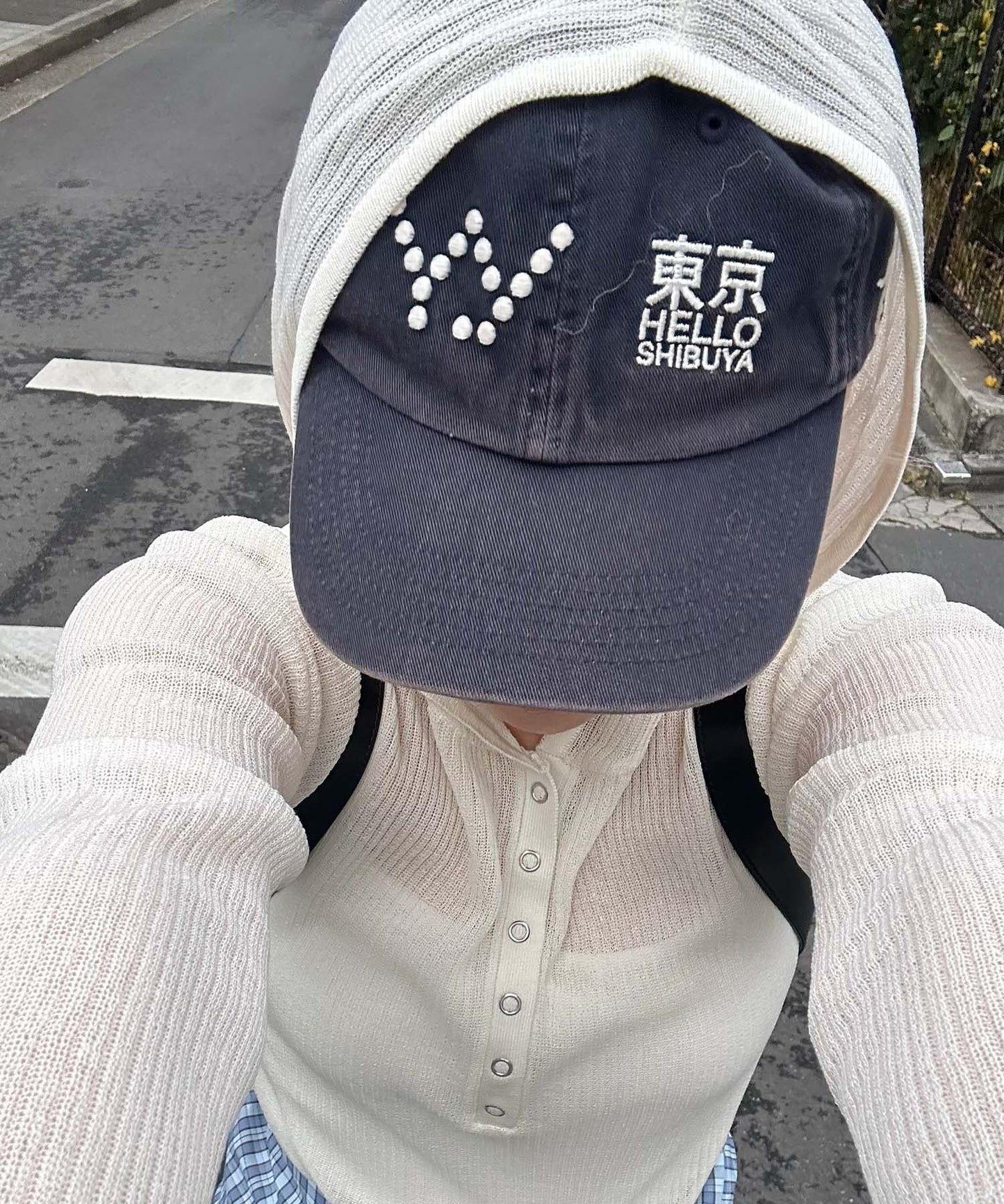 フード付シアーニットトップス【オフホワイト】