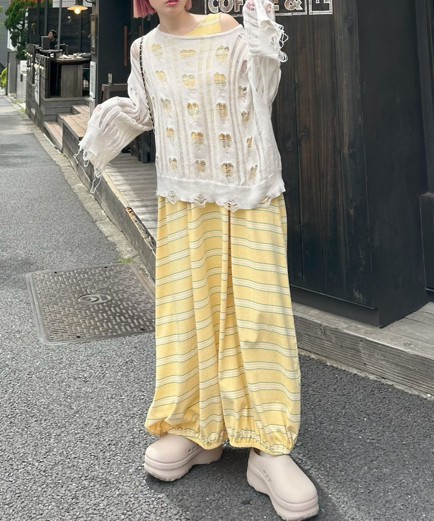 ハートダメージニットのnew【オフホワイト】
