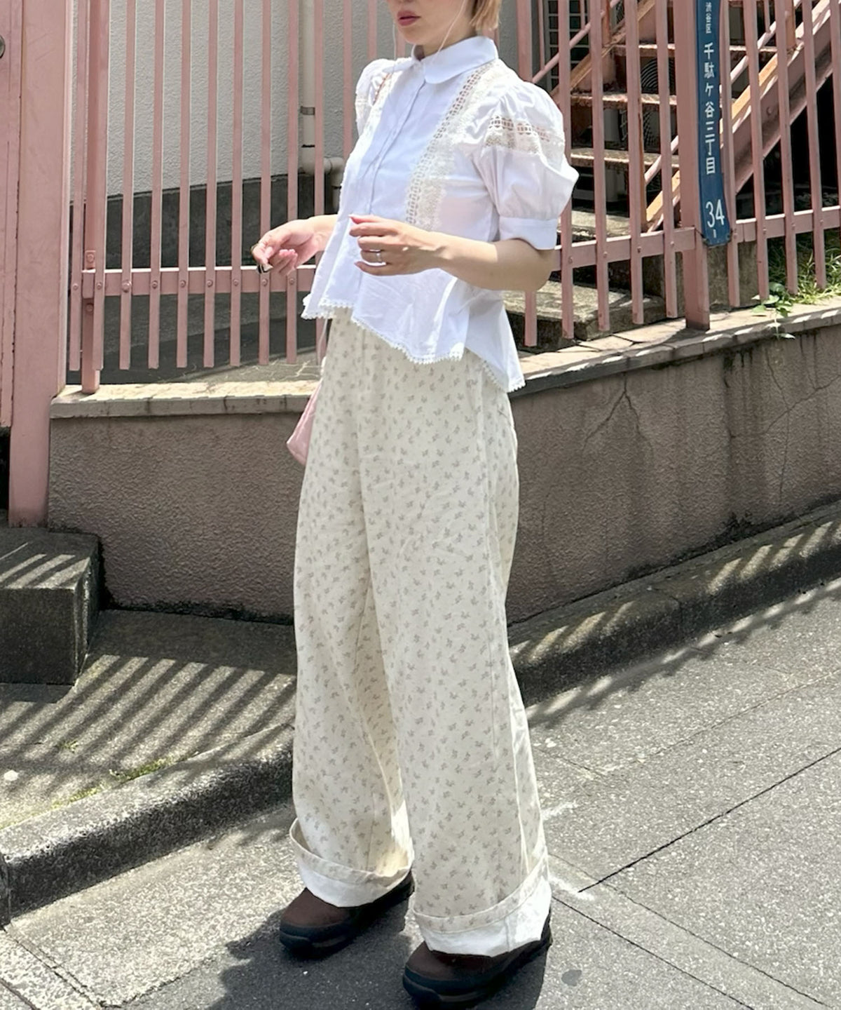 花柄ゆるパンツ【オフホワイト】