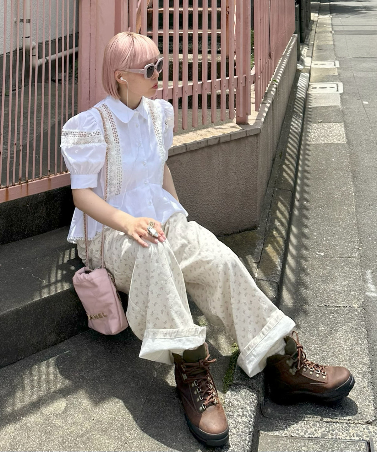 花柄ゆるパンツ【オフホワイト】
