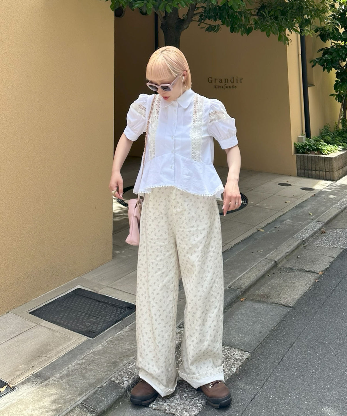 花柄ゆるパンツ【オフホワイト】