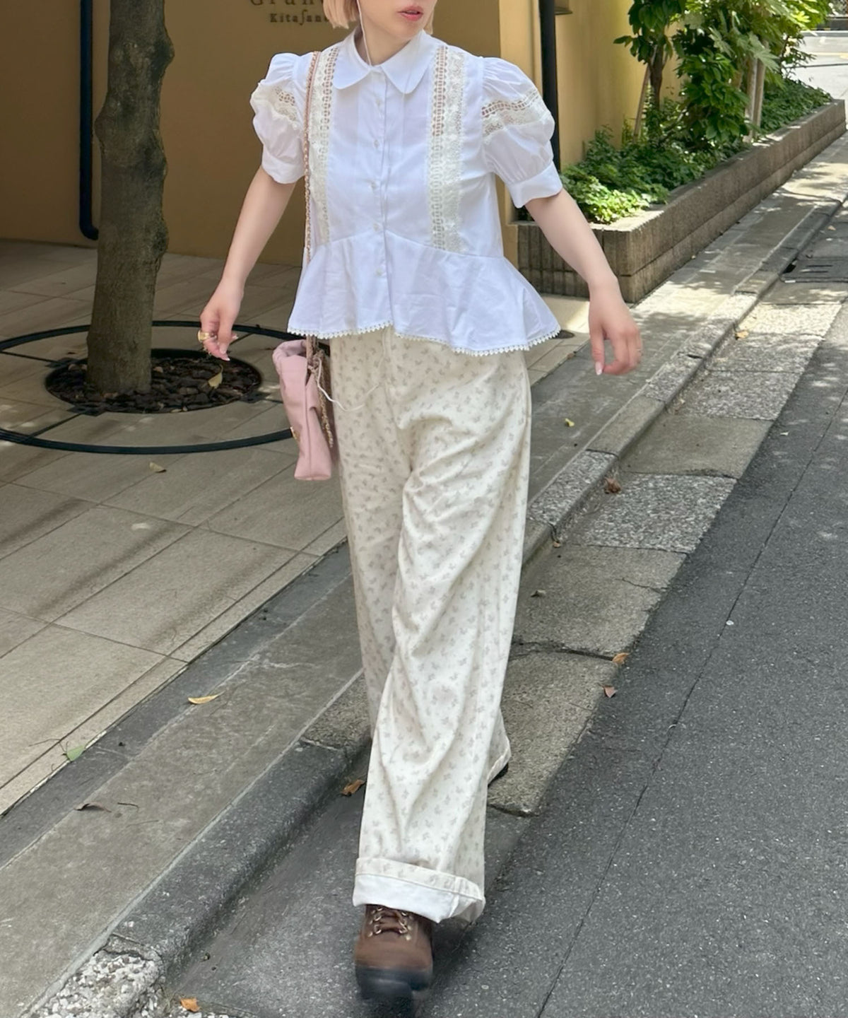 花柄ゆるパンツ【オフホワイト】