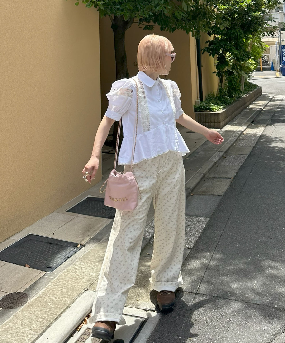 花柄ゆるパンツ【オフホワイト】