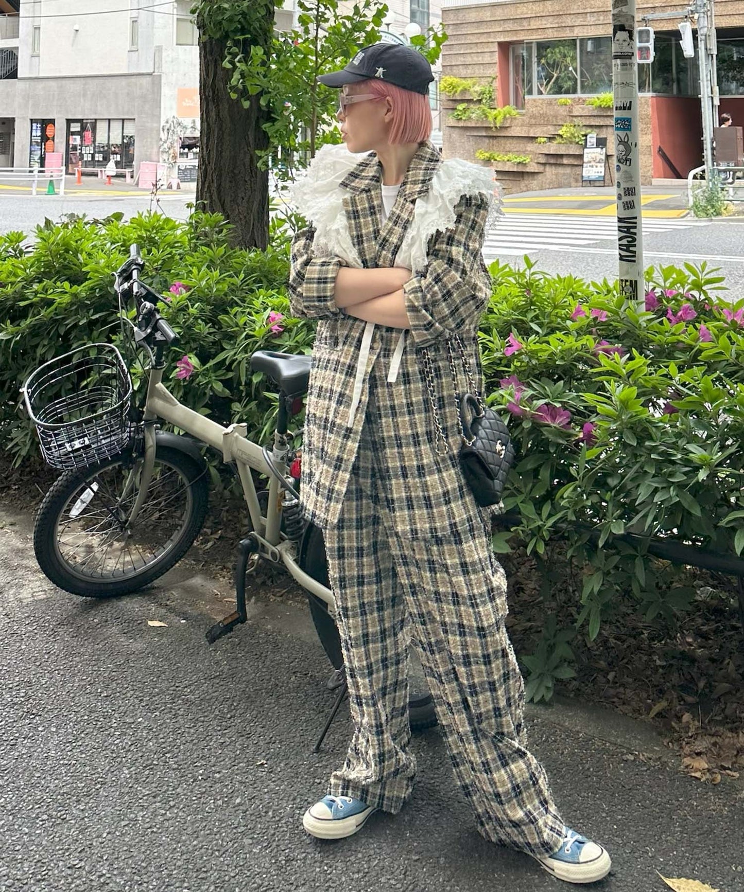 【セットアップで着られる】チェックシャツジャケット【ブラック】