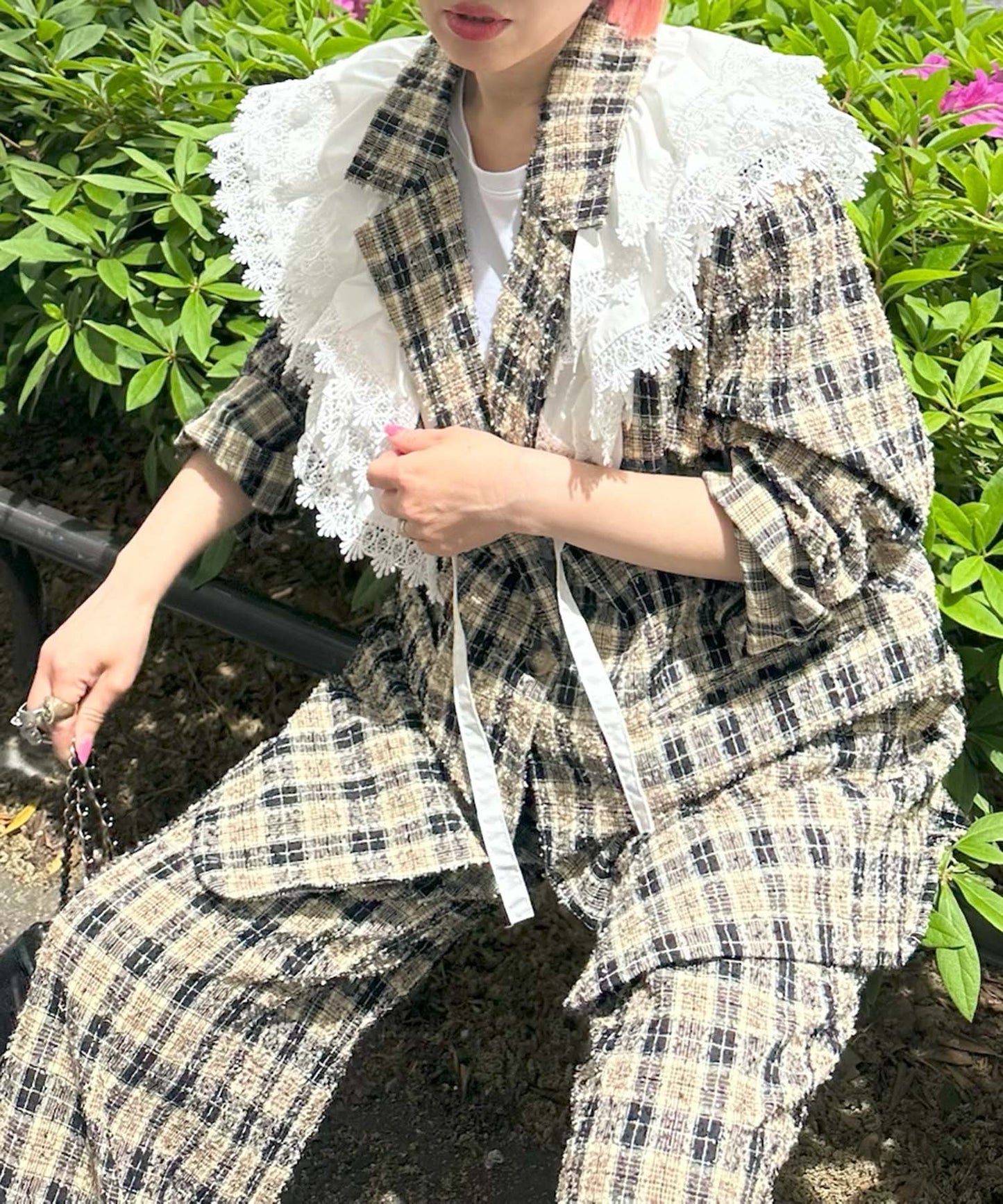 フリフリレース＆フリルボリュームつけ衿【オフホワイト】