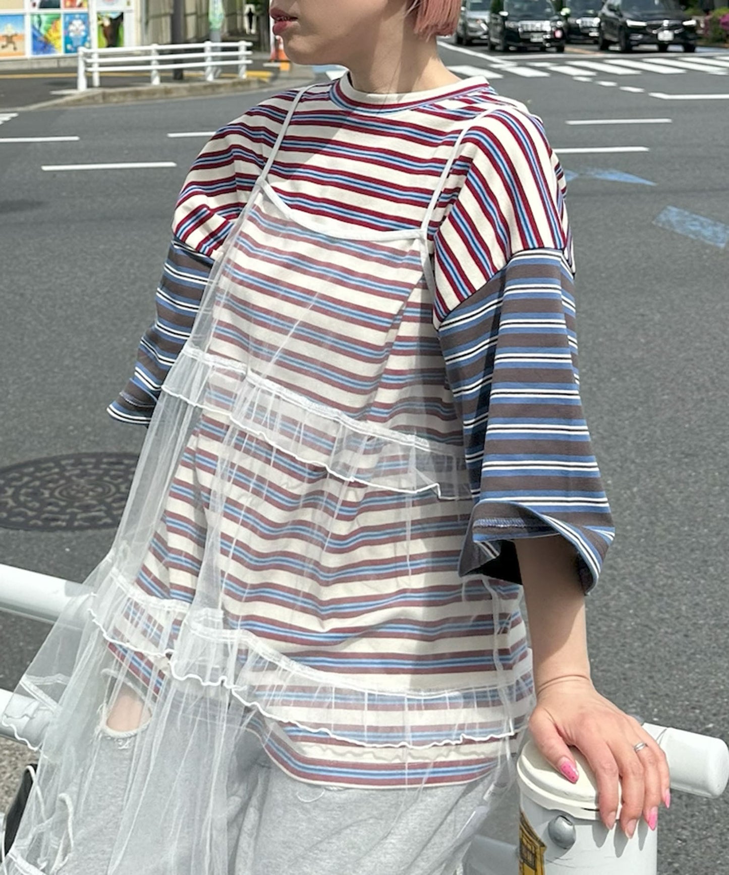 ダメージスウェパンとフレアスカートのセット【グレー】