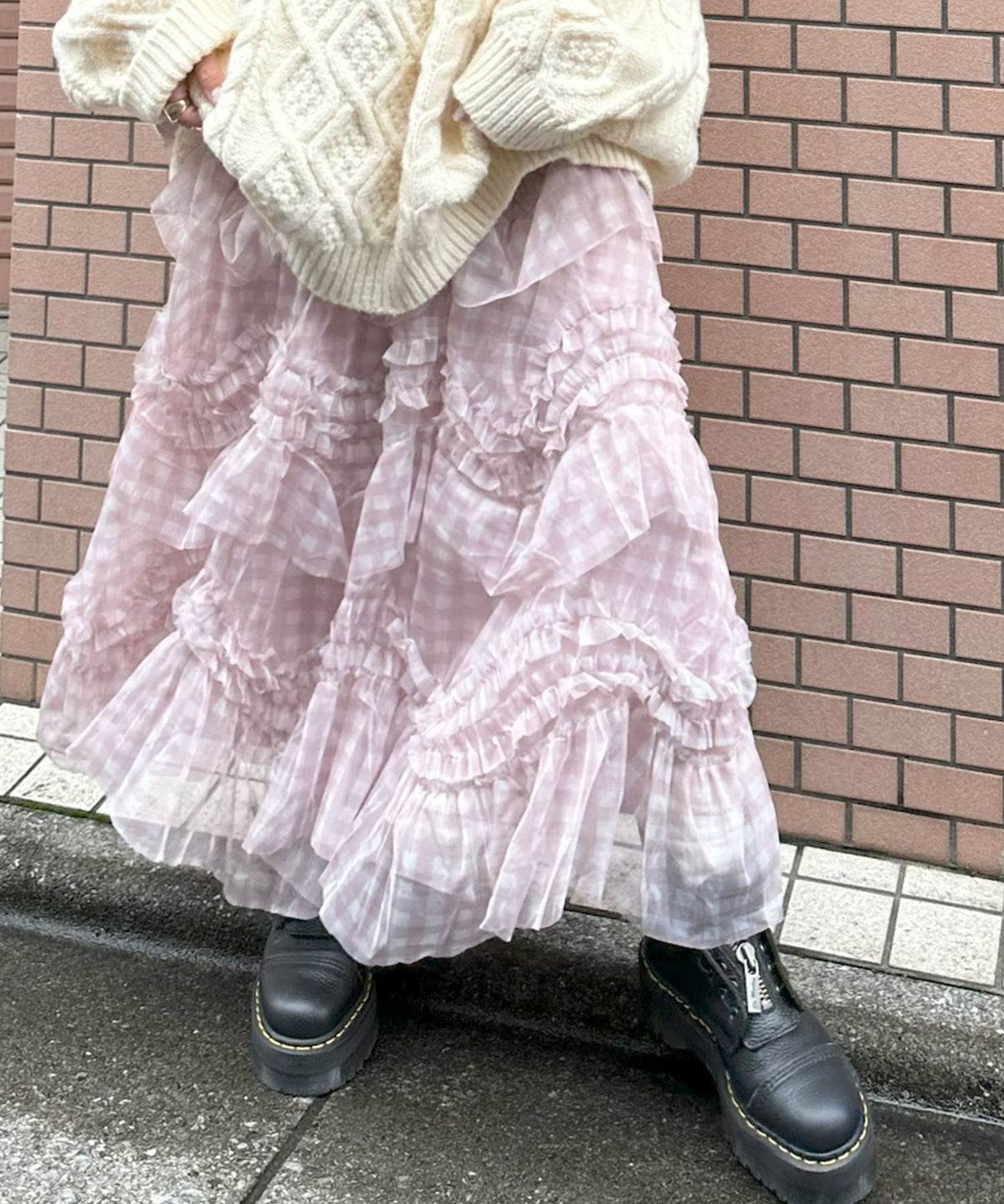 ランダムティアードスカート【ピンク】